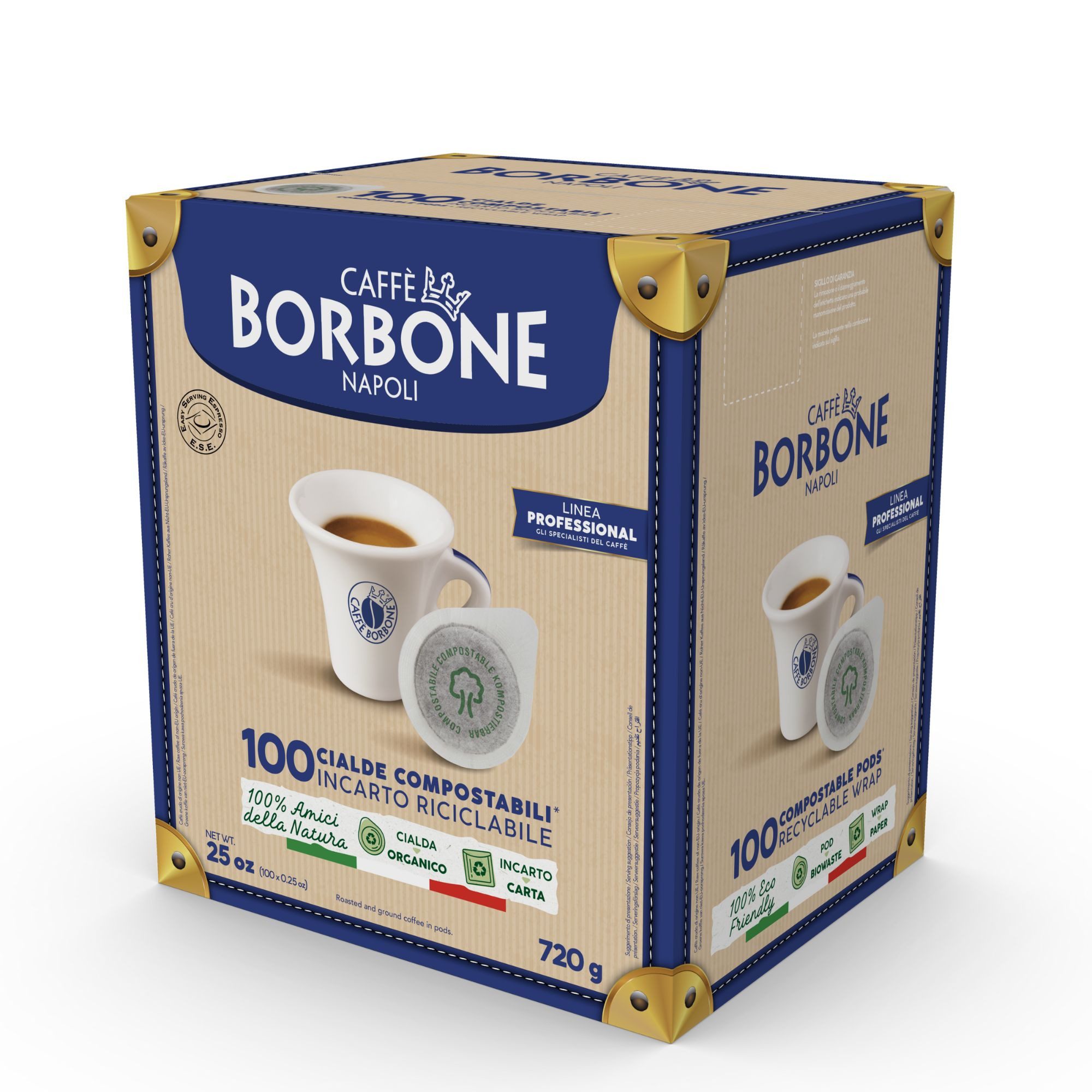 Caffè Borbone Kaffee Caffè Borbone Kompostierbare Kaffeepads, Blaue Kaffeemischung 100 Pads, 1 x 7.2 g, 100 St. (Kompatibel mit ESE System Papier Pads 44 mm)