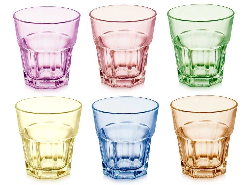 Gläser-Set 6x Gläser Set bunte Trinkkglas Wassergläser Trinkgläser Glas Becher 30