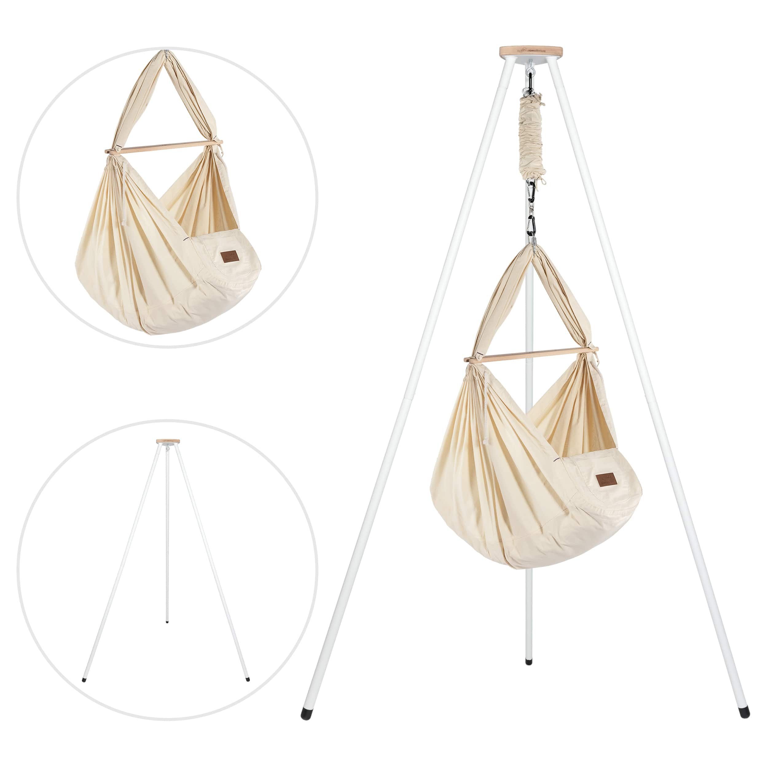 Stubenbett Federwiege Bio mit Tipi Weiß