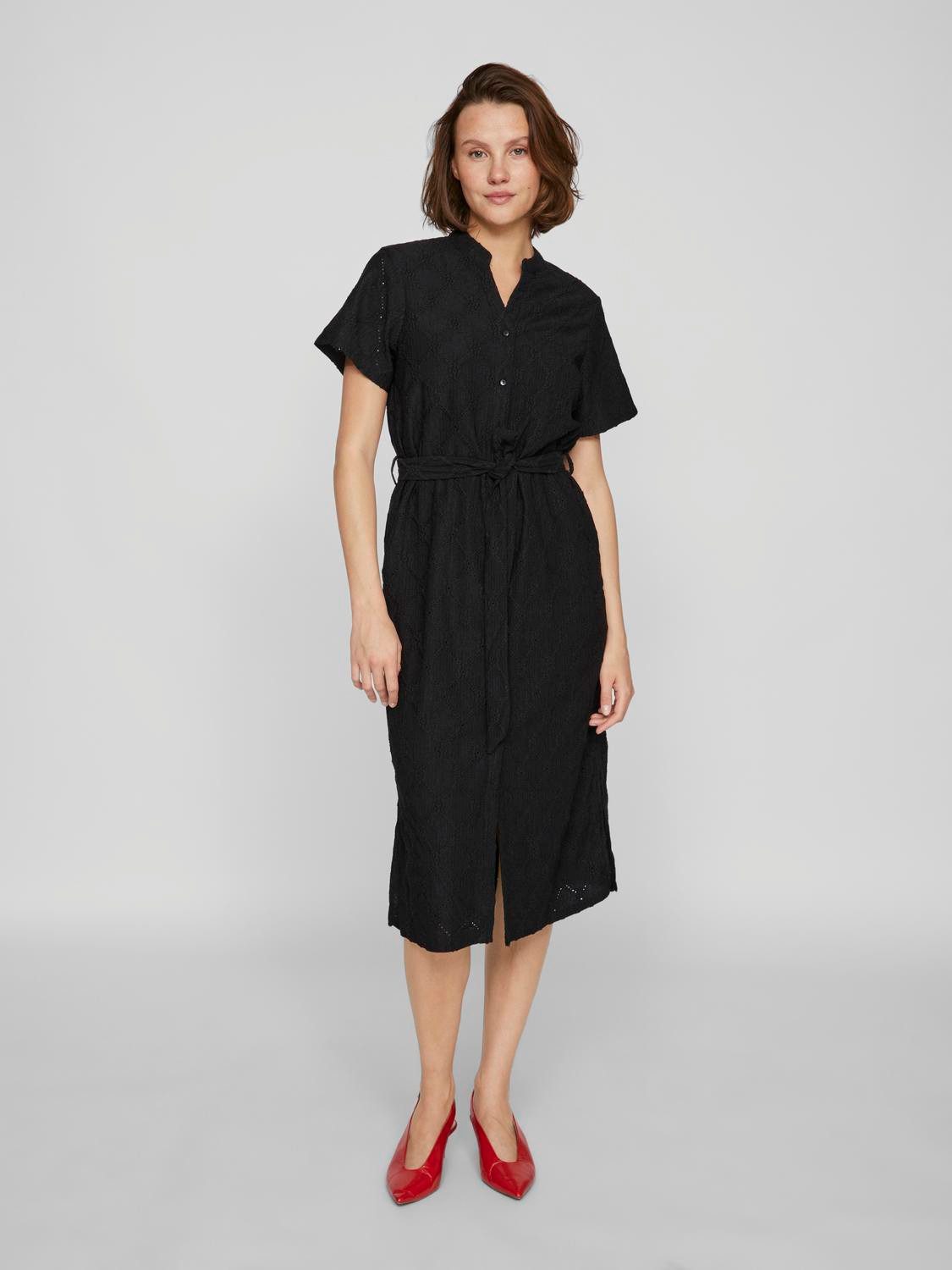 Vila Shirtkleid Kurzes Design Ärmel Geknöpfte Vorderseite Taillengürtel (la günstig online kaufen