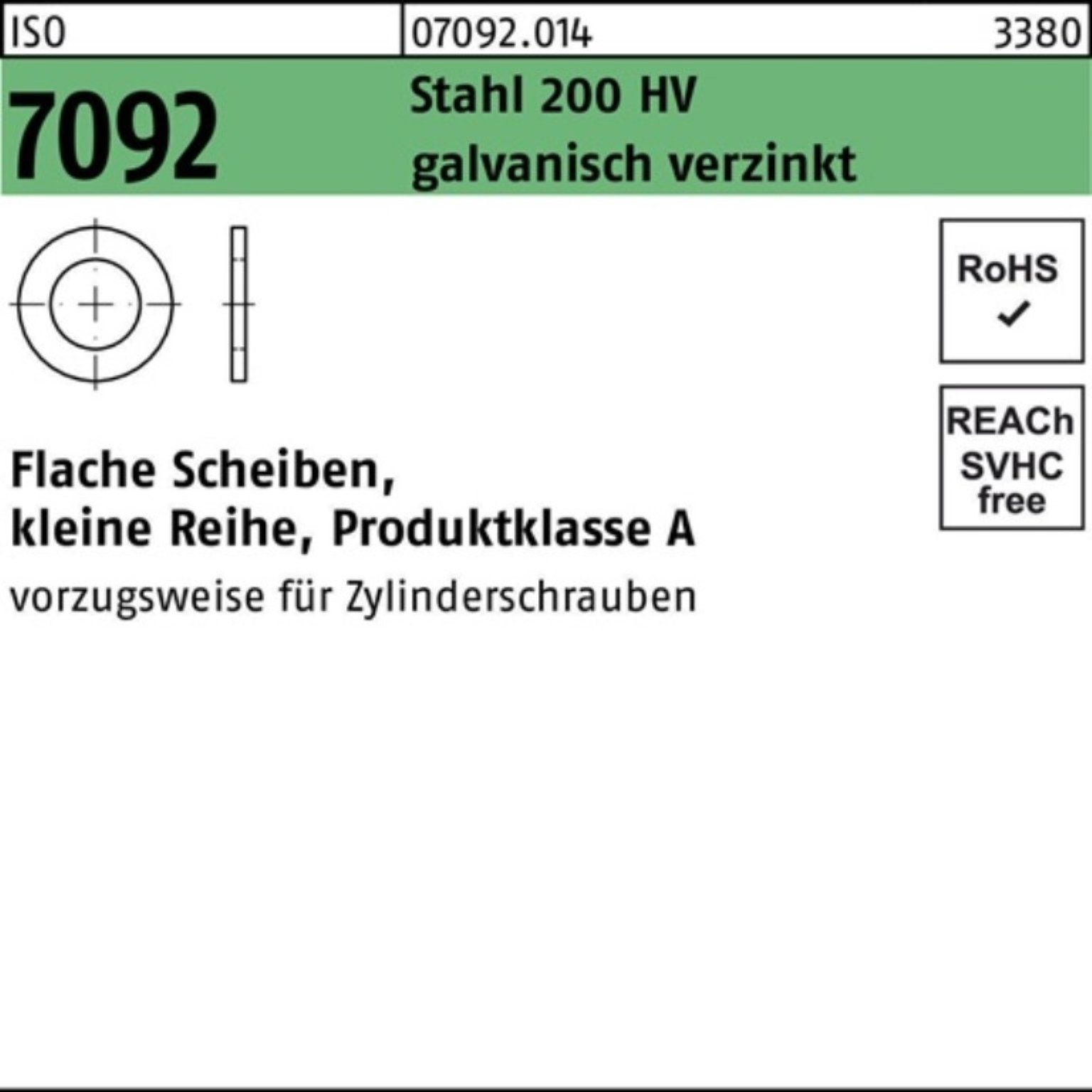 7092 S HV 1000er Reyher 10 Unterlegscheibe 1000 200 Pack ISO galv.verz. Unterlegscheibe Stahl