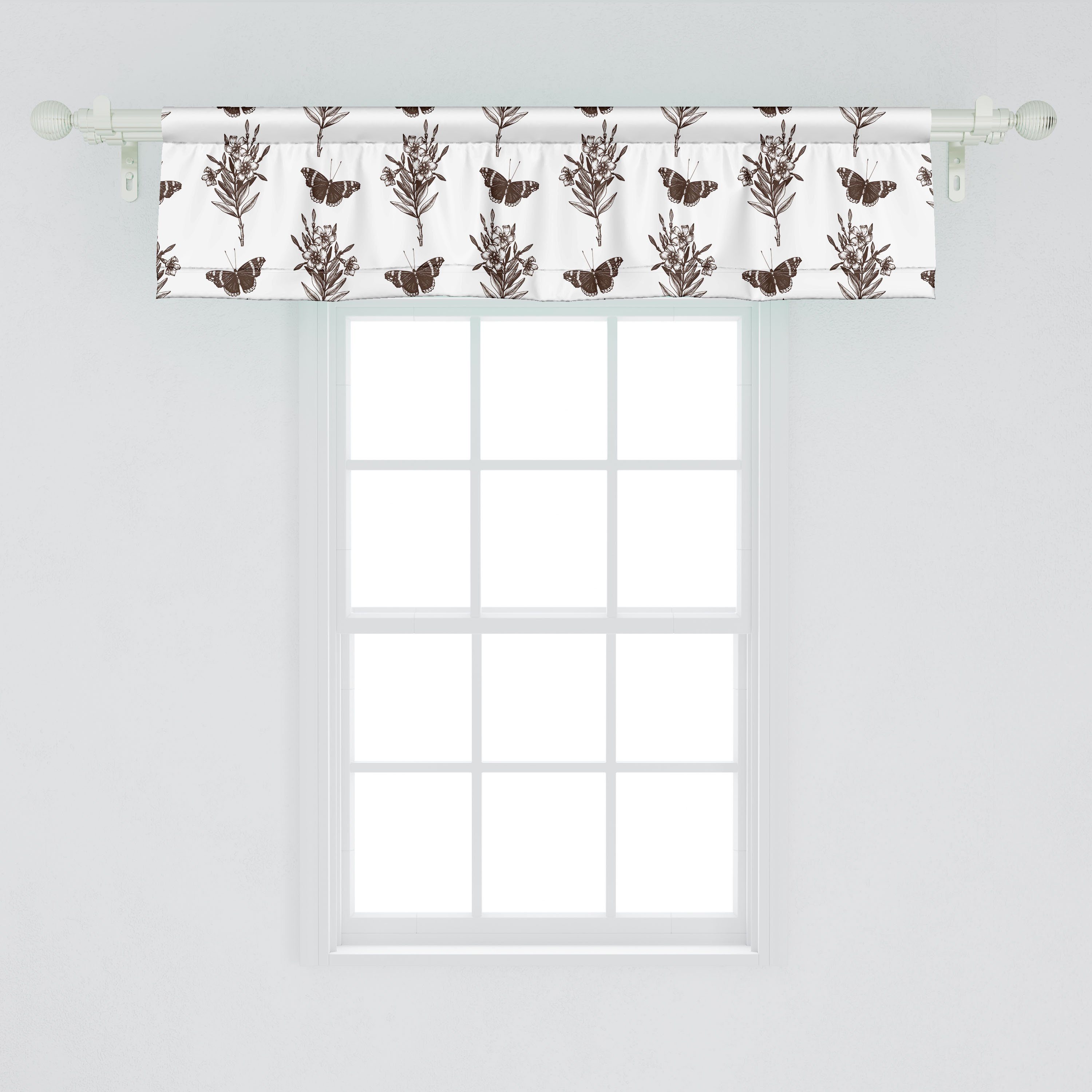 mit Flüchtiger Stil Vorhang Schlafzimmer Stangentasche, Microfaser, Natur Abakuhaus, Scheibengardine für Volant Küche Dekor Schmetterlinge