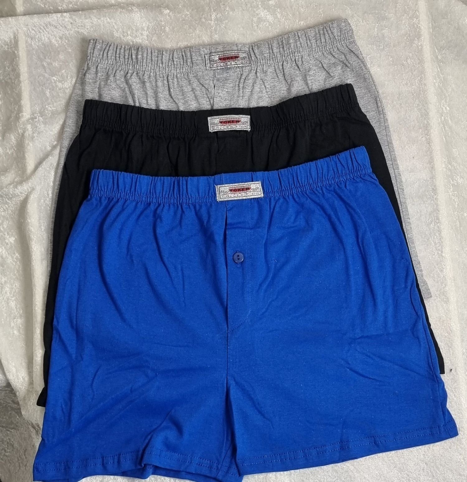 Packung, 3er Boxershort Pack) auf Schwarz/Grau/Royalblau mit Herren dem Toker Pack Baumwolle Logo Boxershorts (Spar Taillengummi 3-er Collection®