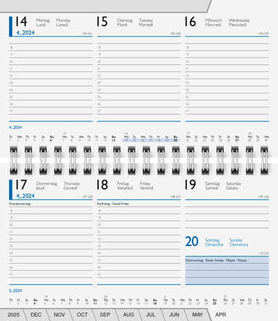 BRUNNEN Taschenkalender BRUNNEN Kalender 2024 Taschenkalender 15x9cm Einlage 10-75501004, Kalendarium mit Monatsregisterschnitt