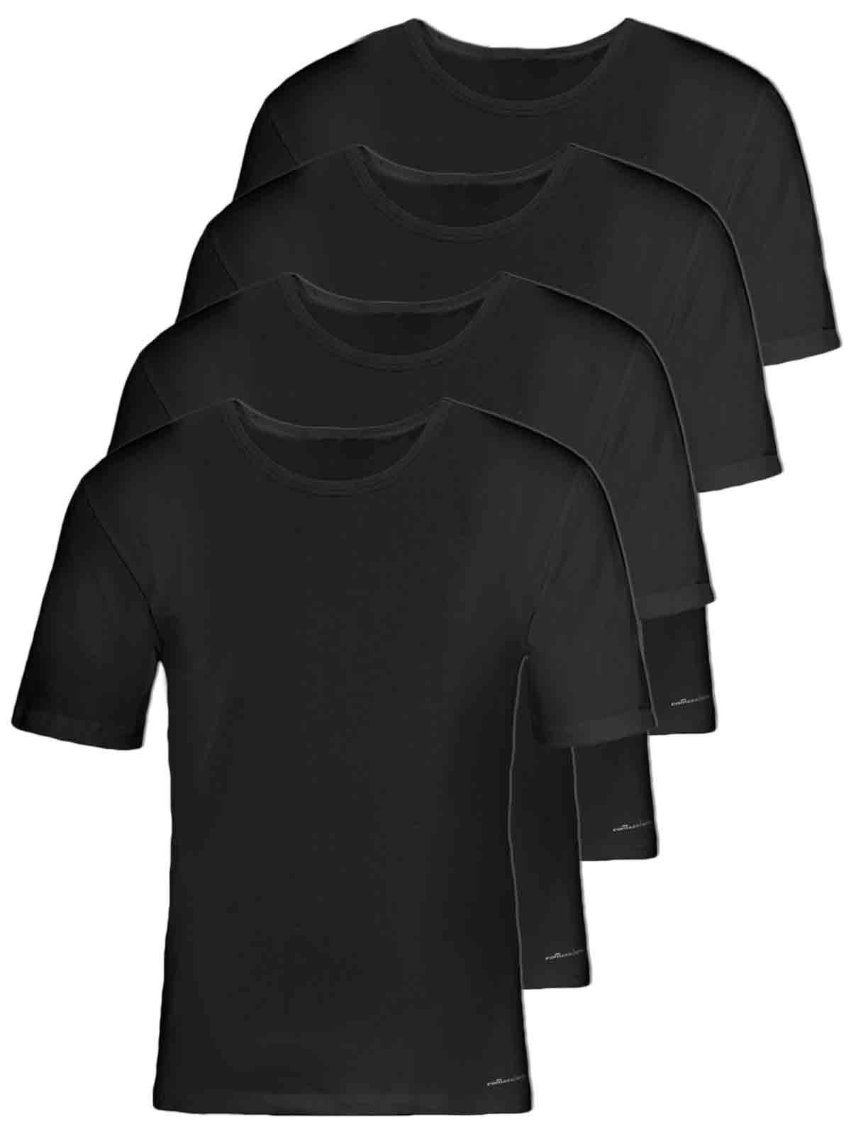 COMAZO Unterziehshirt 4er Pack Herren Shirt kurzarm (Spar-Set, 4-St) Vegan schwarz