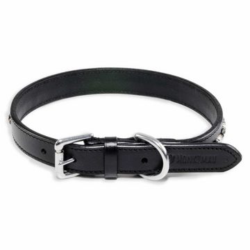 Monkimau Hunde-Halsband Hundehalsband Leder Halsband Hund schwarz mit Swarovski Kristallen, Leder