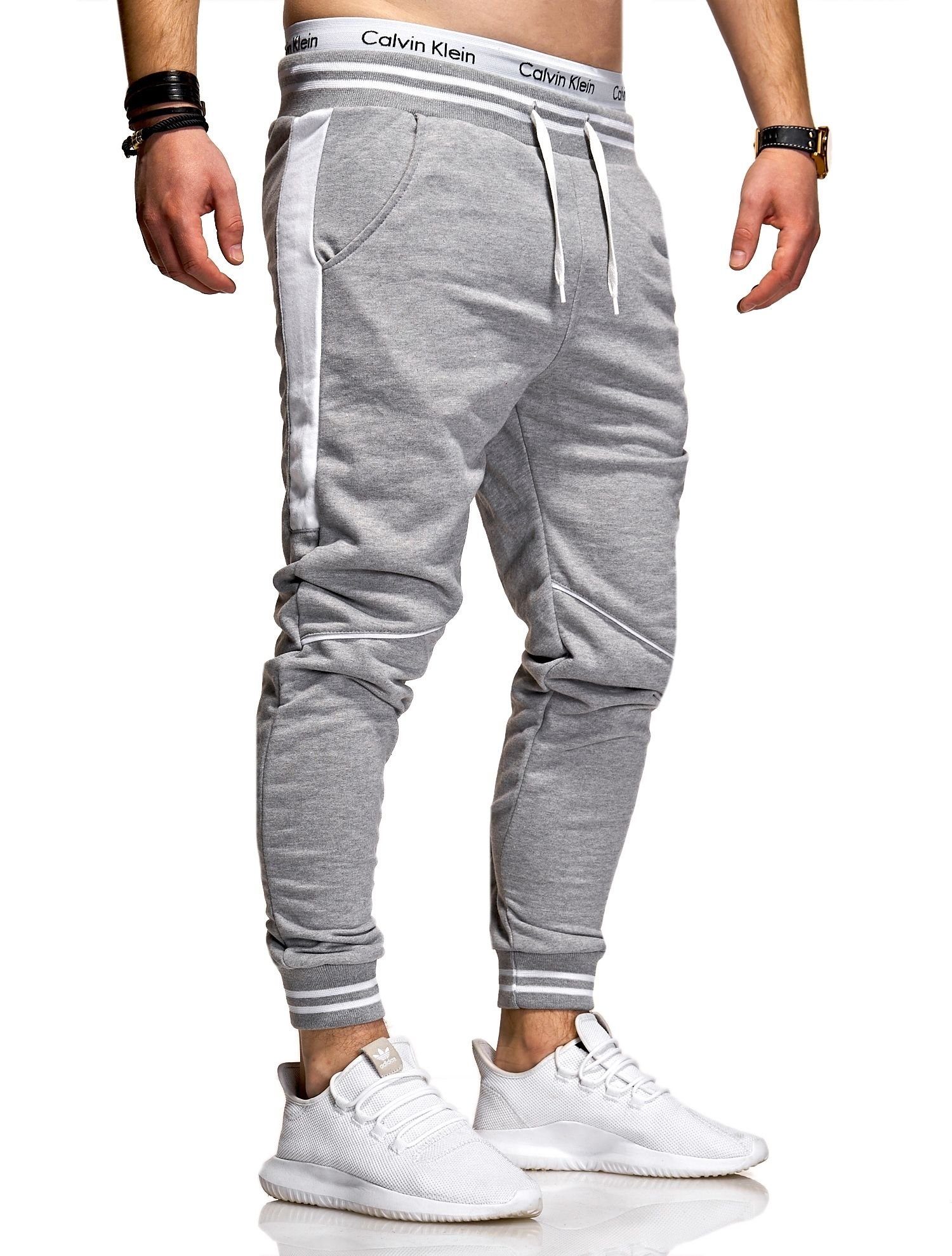 behype Sweathose SYDER mit coolen Kontrast-Akzenten grau | Jogginghosen