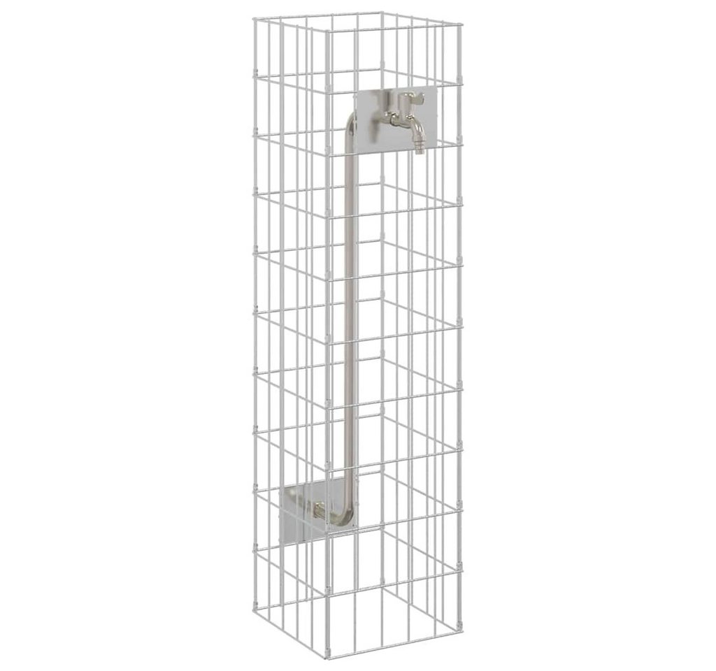 vidaXL Bewässerungssystem Gabionen Wasserhahn 4 Stk. Silber 25 x 25 x 100 cm, (4-tlg)