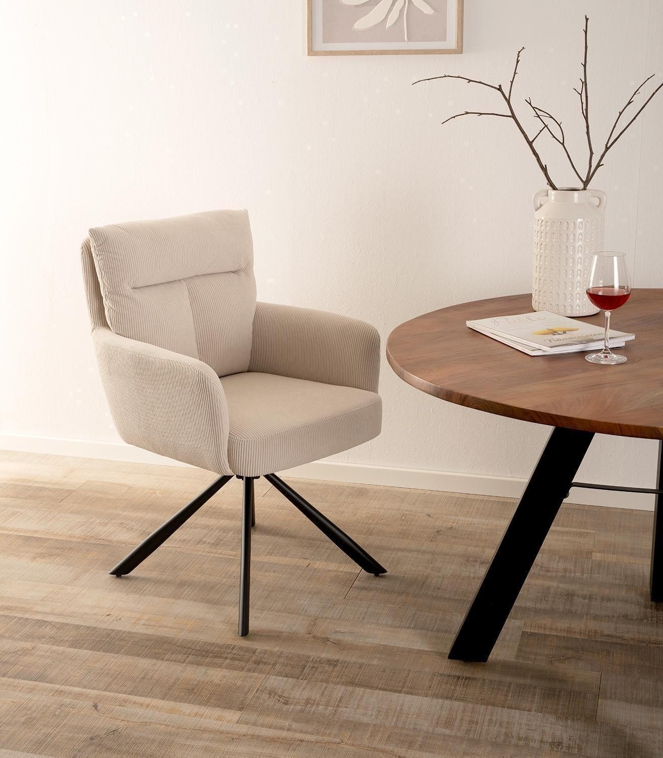 Home4You Polsterstuhl, Beige, Cordbezug, Metallgestell, (Set, 4 St), 180 Gr günstig online kaufen