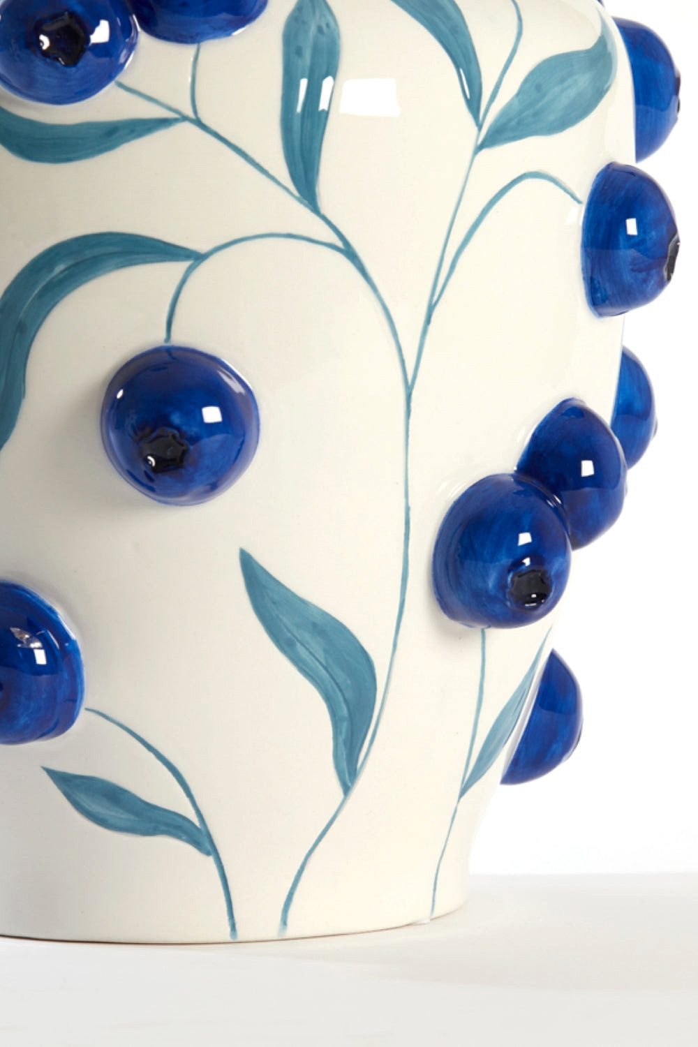 Dirk Davids Leuchten GmbH Dekovase Deko Vase Weiß Blau Ø24,5x30,5cm Blueberry