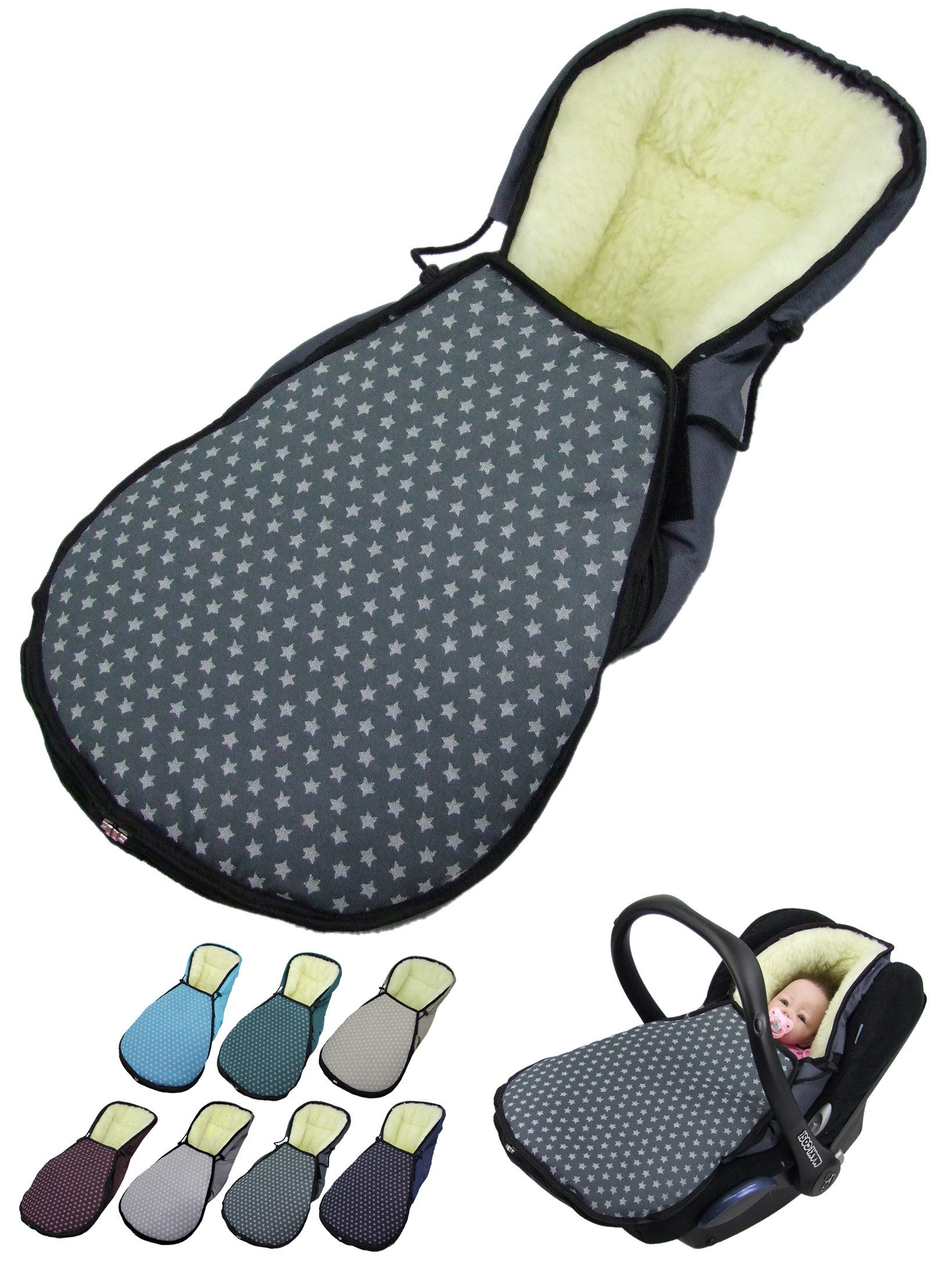 Fußsack Winterfußsack für Babyschale kompatibel mit Maxi-Cosi mit Wolle