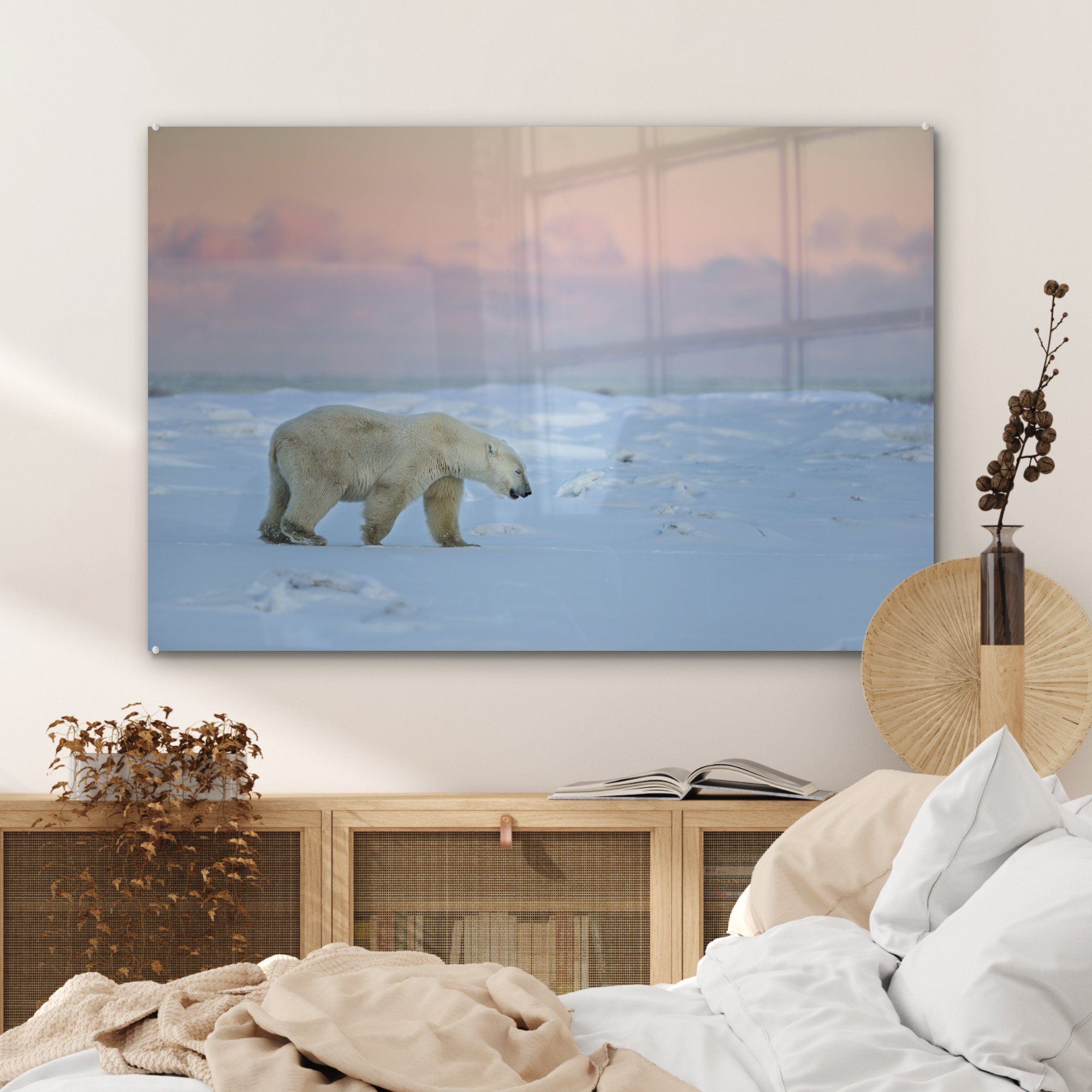 MuchoWow Acrylglasbild Eisbär auf Schlafzimmer St), einer Tundra, Acrylglasbilder Wohnzimmer & (1