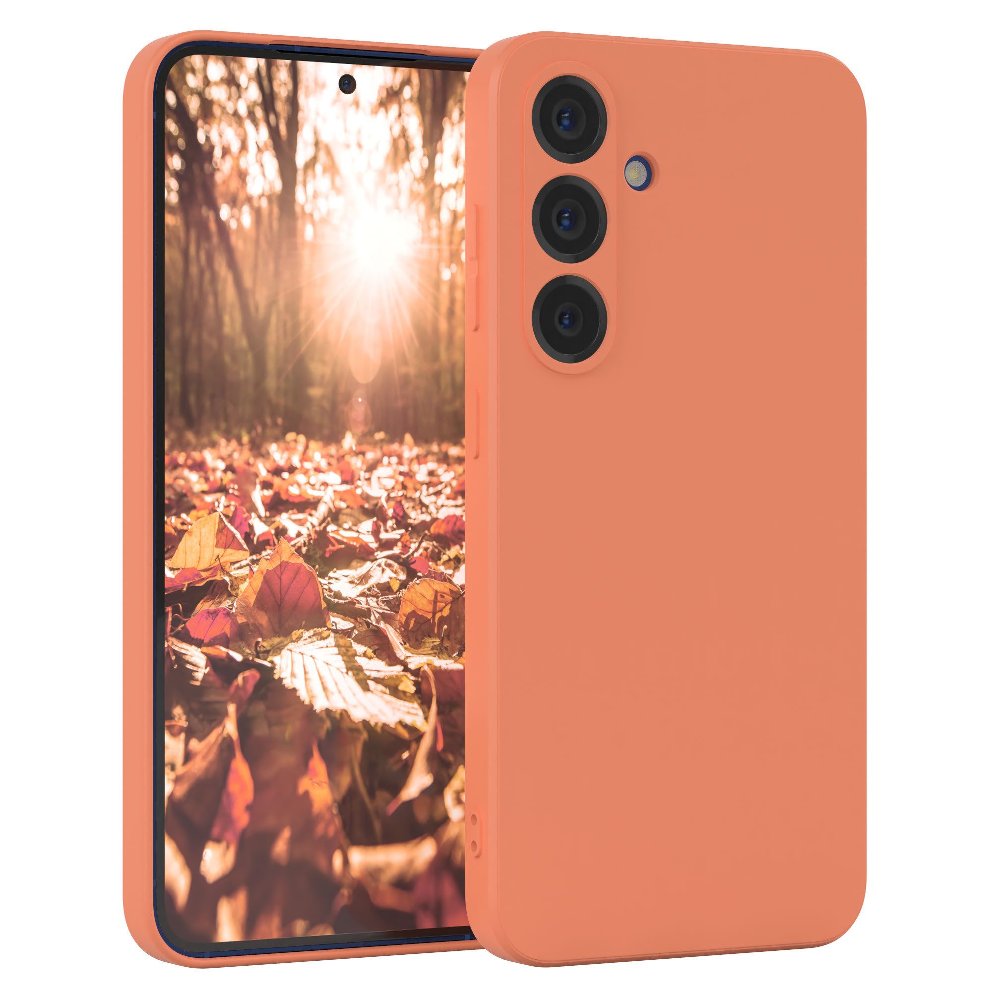 EAZY CASE Handyhülle für Samsung Galaxy S25 Hülle Silikon 6,2 Zoll, Schutzhülle mit Kameraschutz Telefonhülle elastisch Bumper tpu Orange