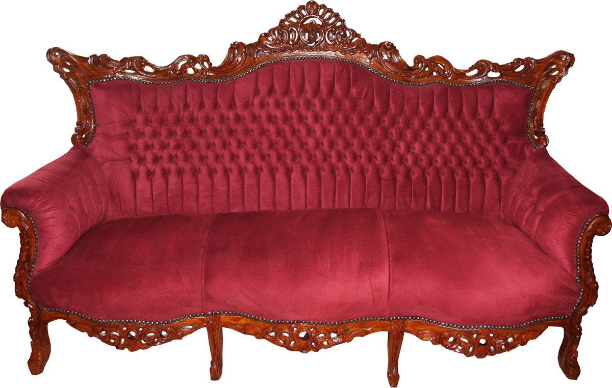Casa Padrino 3-Sitzer Barock 3-er Sofa Master in Bordeaux / Braun - Wohnzimmer Möbel Couch Lounge - Limited Edition