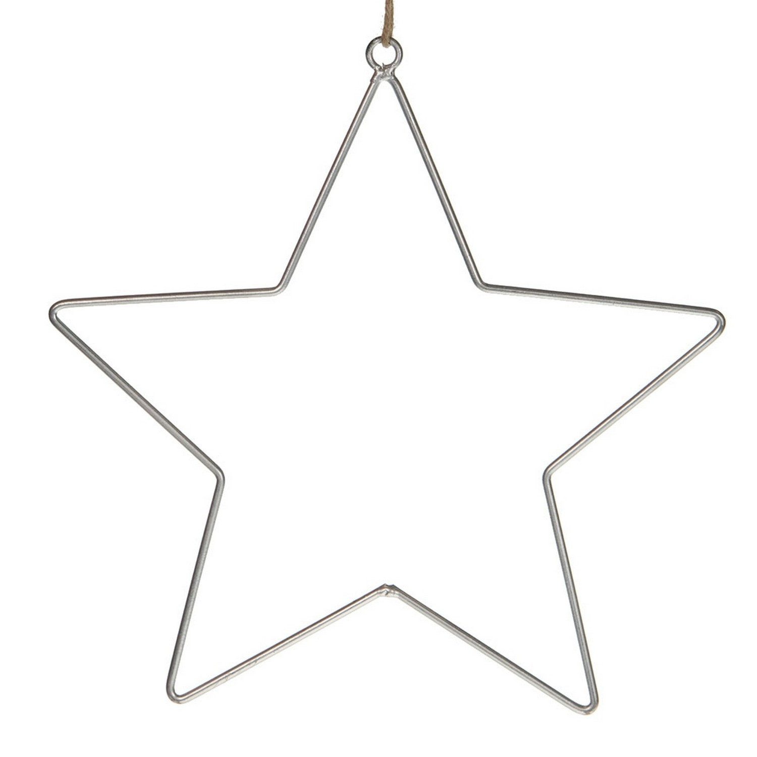 Deko AS Dekostern Metallhänger Stern mit Juteschnur - silber - 4Stk - 28cm, 4 St., Sternform