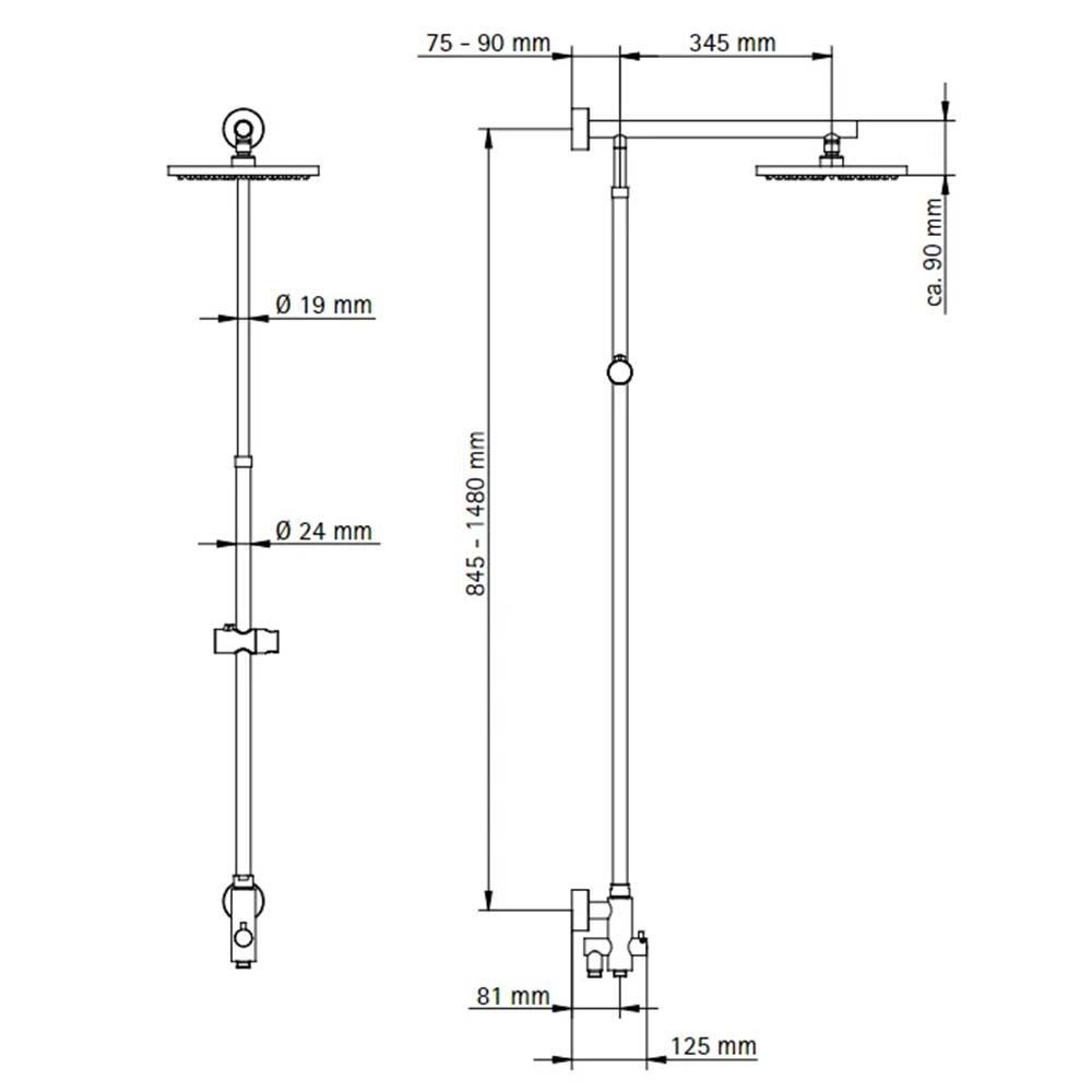 Schulte Brausegarnitur Schulte DuschMaster Rain White Style mit Umsteller, Kopfbrause eckig