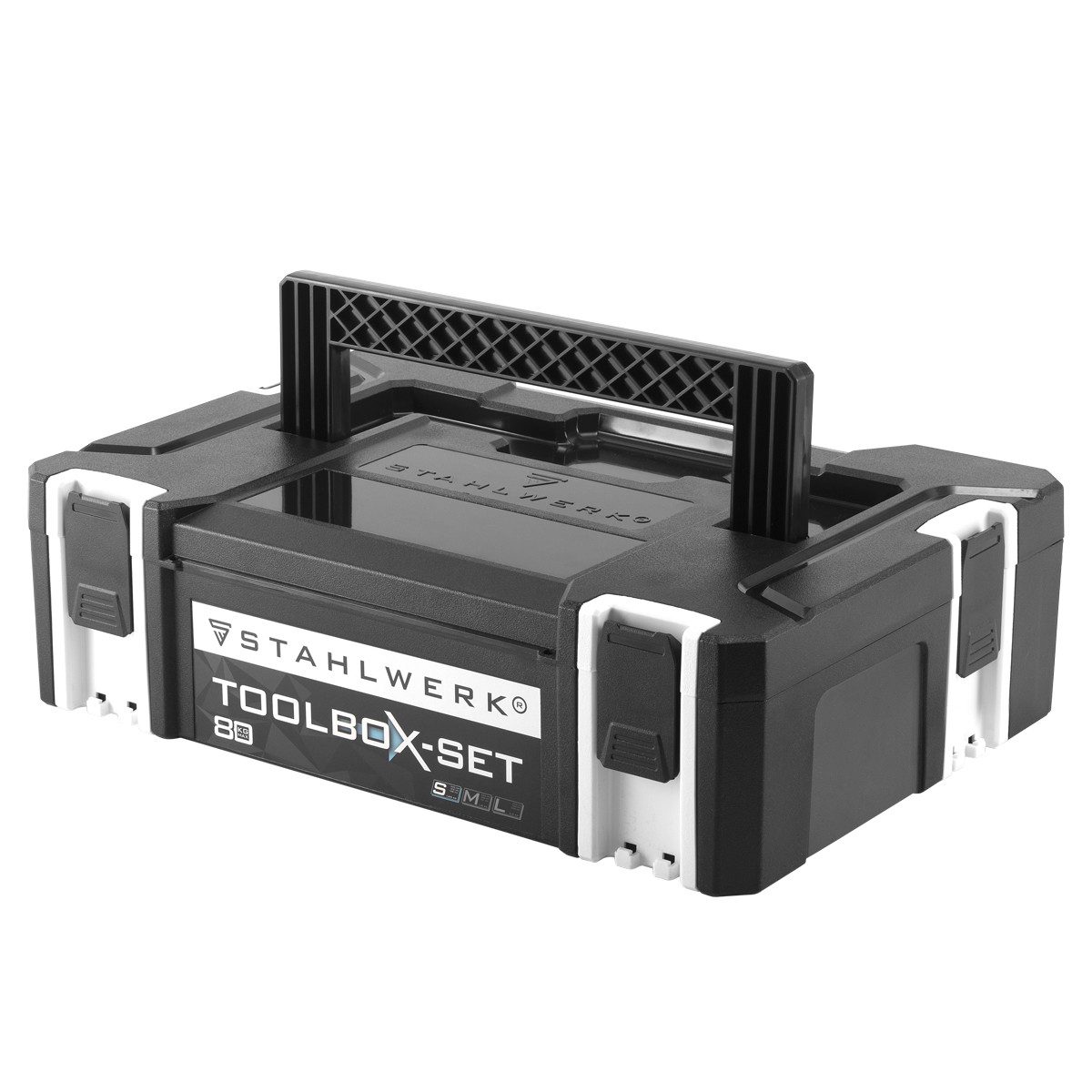 STAHLWERK Werkzeugbox Universal Toolbox Größe S 443 x 310 x 128 mm, stapelbare Systembox / Werkzeugkiste / Werkzeugkoffer mit Tragegriff