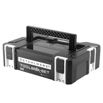 STAHLWERK Werkzeugbox Toolbox mit Innenfach Größe S 443 x 310 x 128 mm, stapelbare Systembox, Werkzeugkiste, Werkzeug-Organizer
