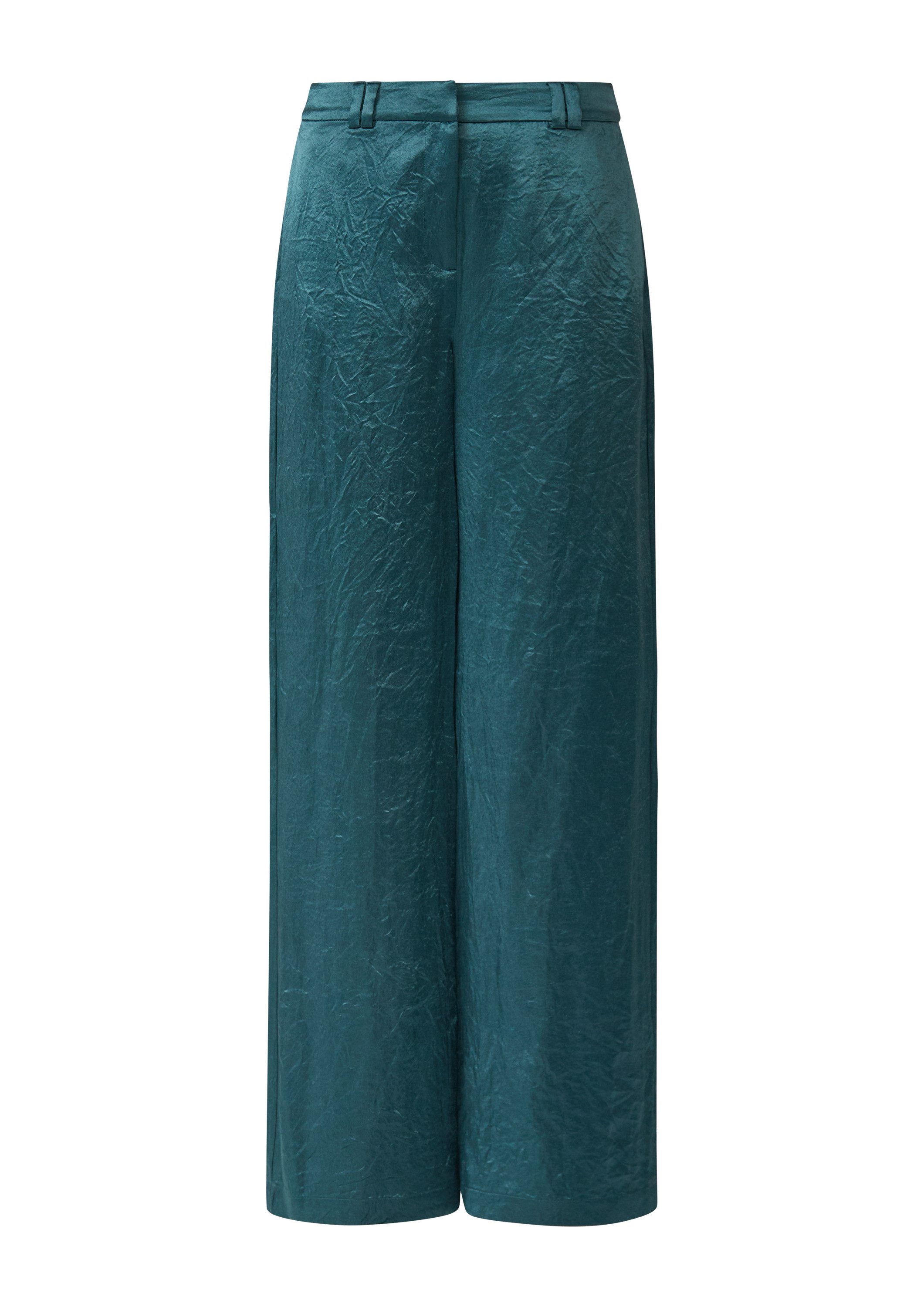 comma Chinos Hose Wide-Leg-Hose aus Crinkle-Satin günstig online kaufen