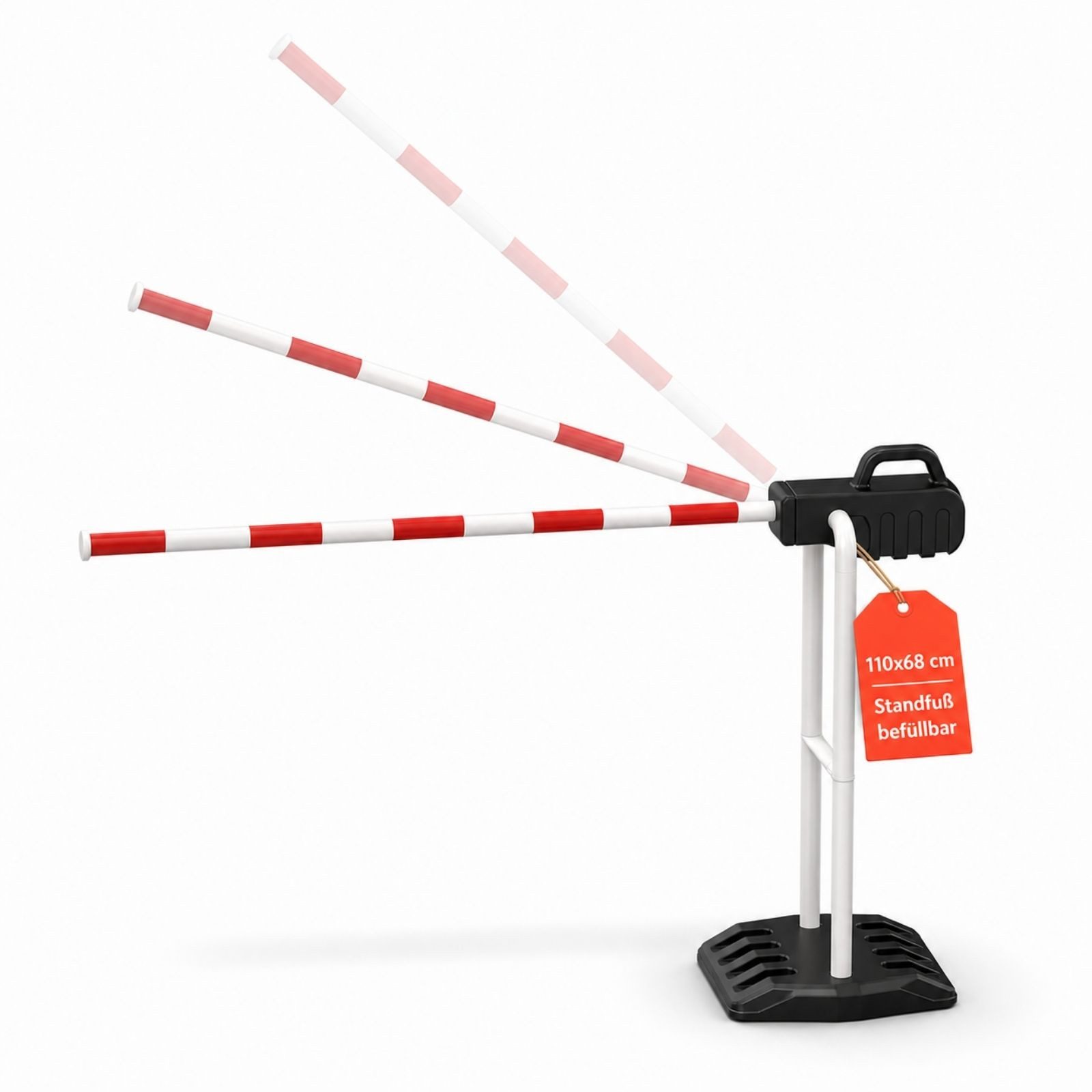 alldoro Spiel-Verkehrsschranke Große Verkehrsschranke für Kinder 110 x 68 cm, Befüllbarer Standfuß, Schranke für Verkehrserziehung und Rollenspiel