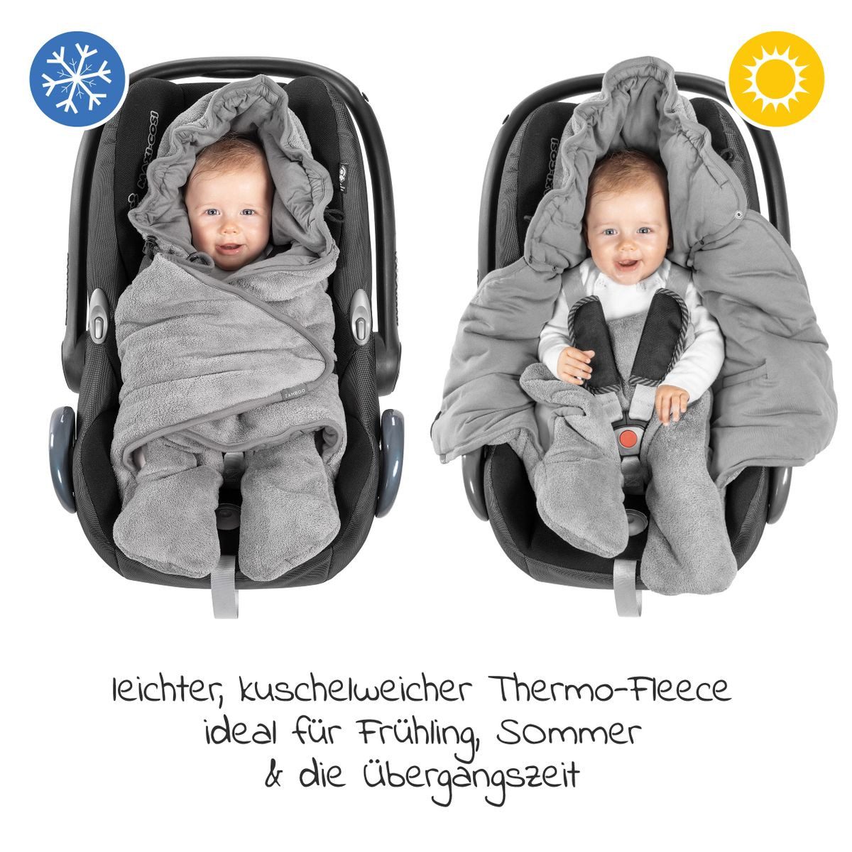 Zamboo Fußsack Grau, Baby Einschlagdecke Somner leichte Decke für Babyschal günstig online kaufen