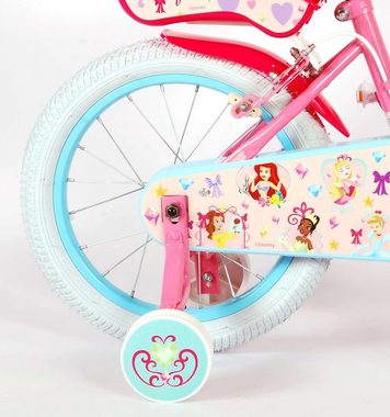 TPFSports Kinderfahrrad Disney Princess 16 Zoll mit 2x Handbremse, 1 Gang, (Mädchen Fahrrad - Rutschfeste Sicherheitsgriffe), Kinder Fahrrad 16 Zoll mit Stützräder Laufrad Mädchen Kinderrad