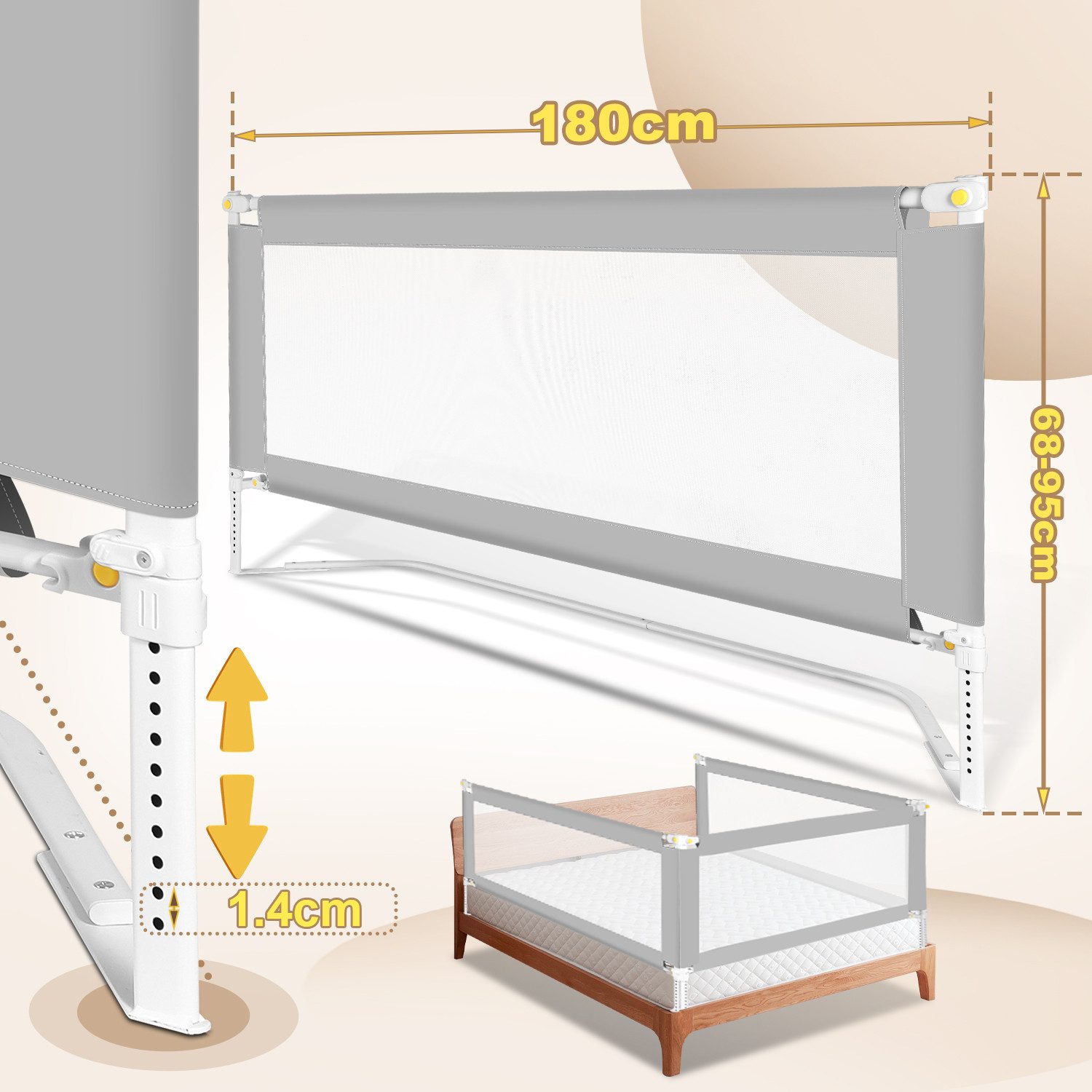 Clanmacy Bettschutzgitter Bettgitter Kinderbettgitter Bettschutzgitter Kind günstig online kaufen