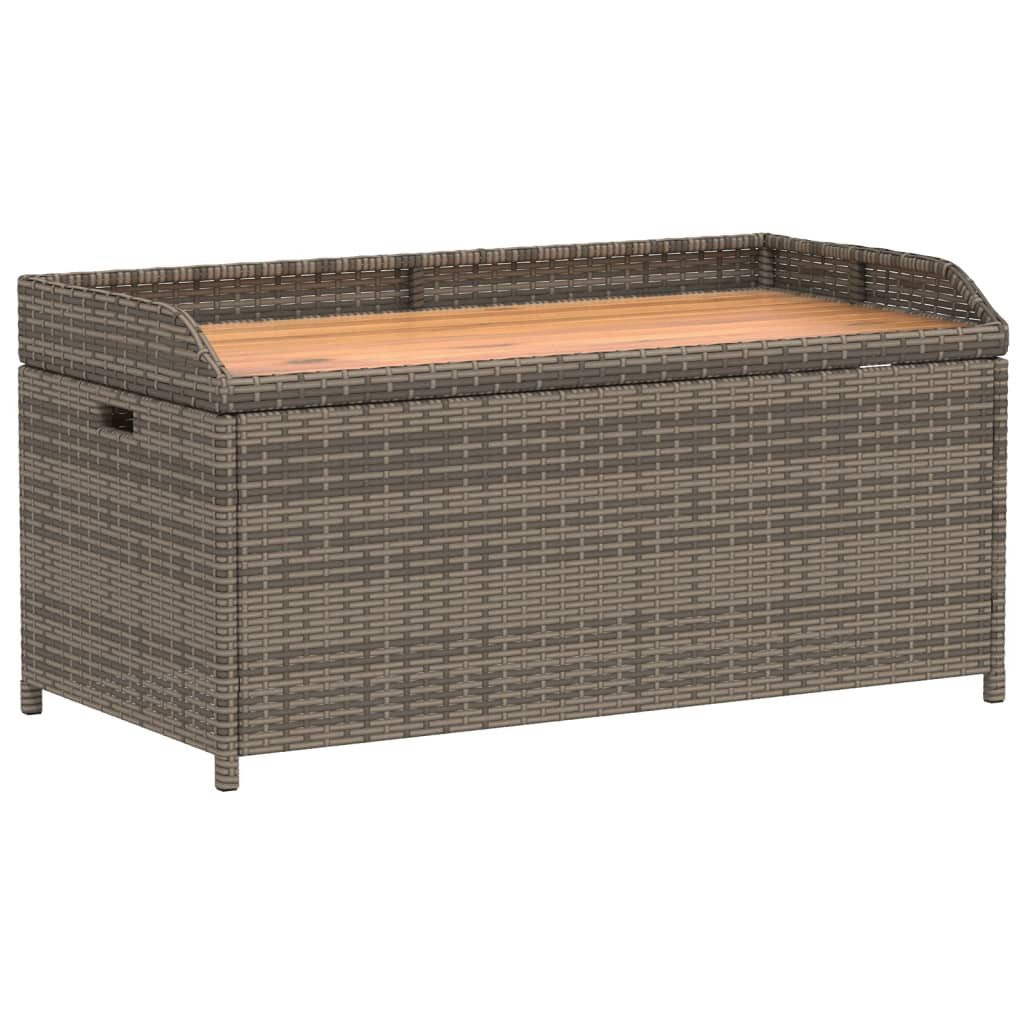 furnicato Truhenbank Bank mit Stauraum Grau 100x50x52 cm Poly Rattan Akazienholz