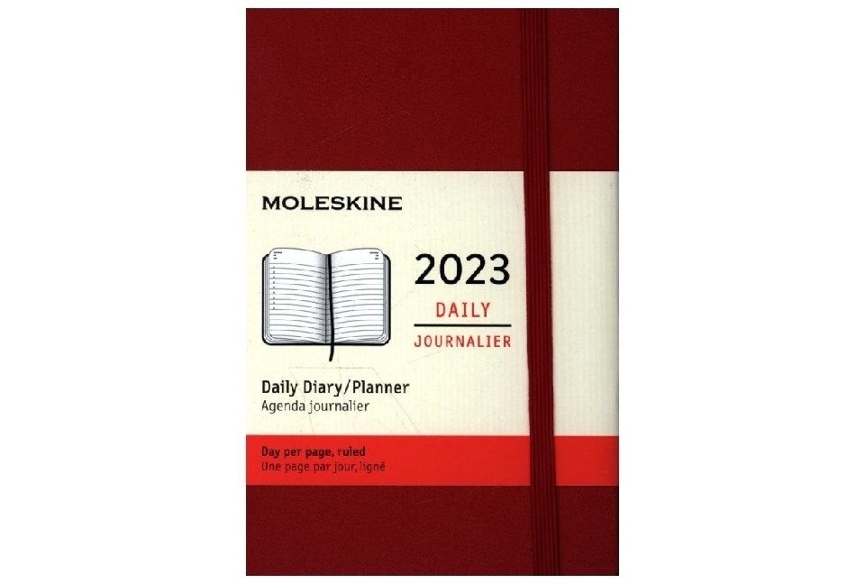 MOLESKINE Terminkalender Moleskine 12 Monate Tageskalender 2023, Pocket/A6, Scharlachrot