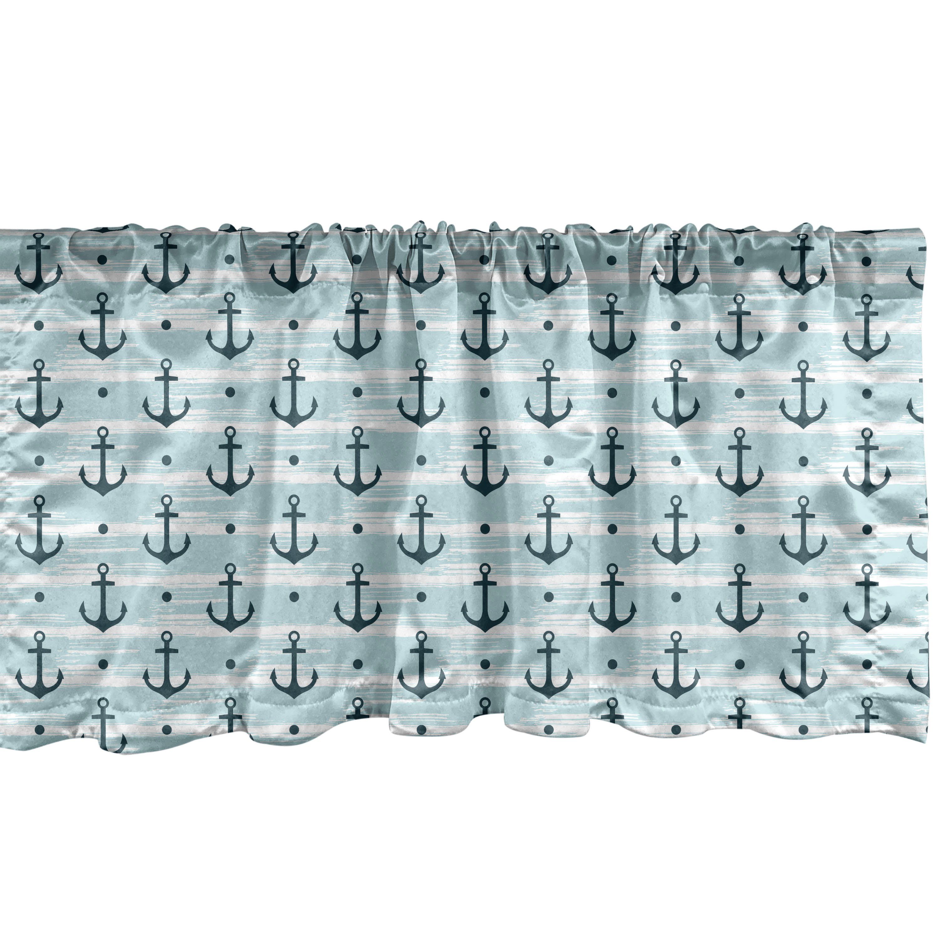 Scheibengardine Vorhang Volant für Küche Schlafzimmer Dekor mit Stangentasche, Abakuhaus, Microfaser, Anker Muster mit Anker
