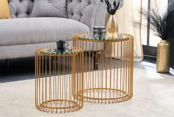 riess-ambiente Beistelltisch VARIATION Ø50cm gold (Set, 2-St), Wohnzimmer · Spiegelglas · Metall · rund · handmade · Design