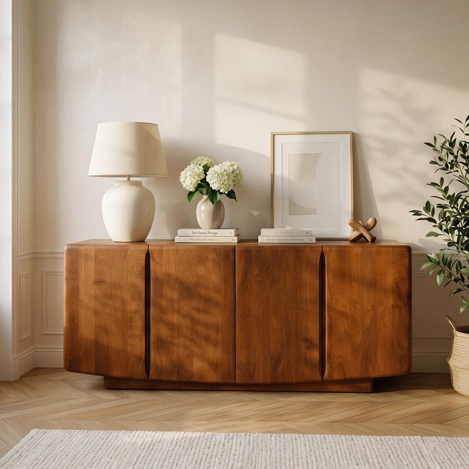 IDIMEX Sideboard COLENSO, Anrichte aus massivem Mangoholz mit 4 Türen und Stauraum Dunkelbraun