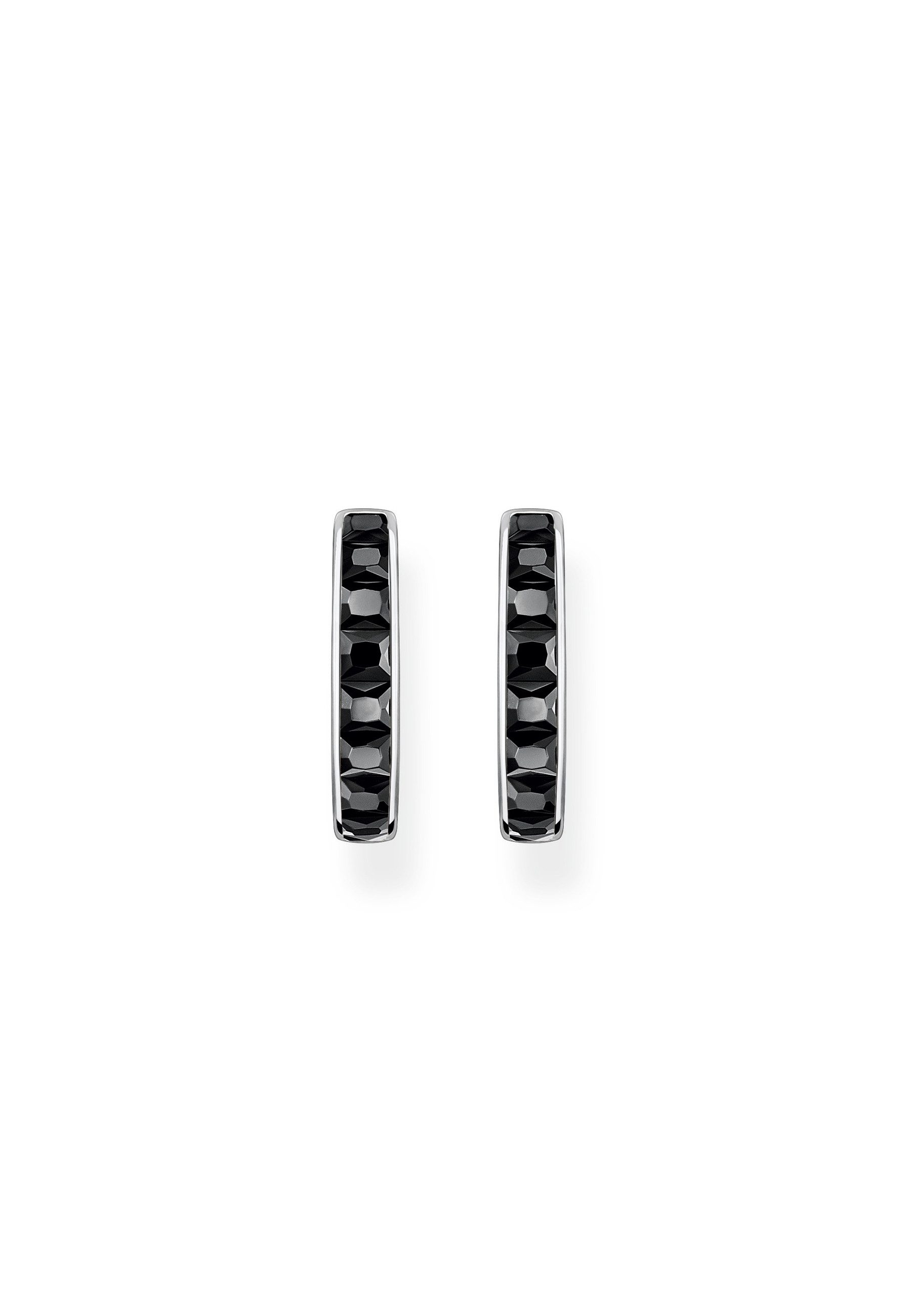 THOMAS SABO Paar Ohrstecker Creolen Schwarze Steine Pavé Silber (Set)