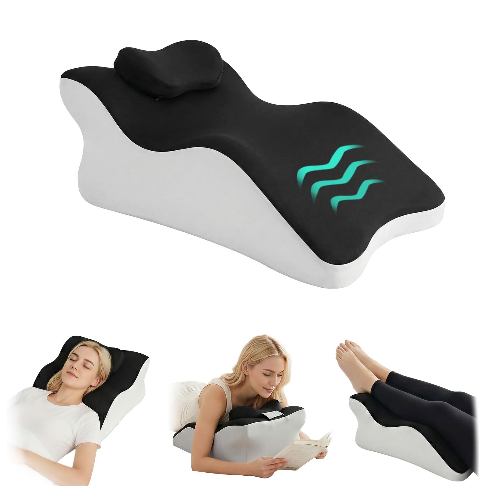MOPUEA Lendenkissen Ergonomische Stützkissen Memory Foam Rücken Nacken Beinkissen für Bett, Multifunktionales Ergonomie Stützkissen Für Alltag Und Schlaf, Memory Foam Kissen Mit Waschbarem Bezug Und Reißverschluss, Atmungsaktiv Druckentlastend Vielseitig