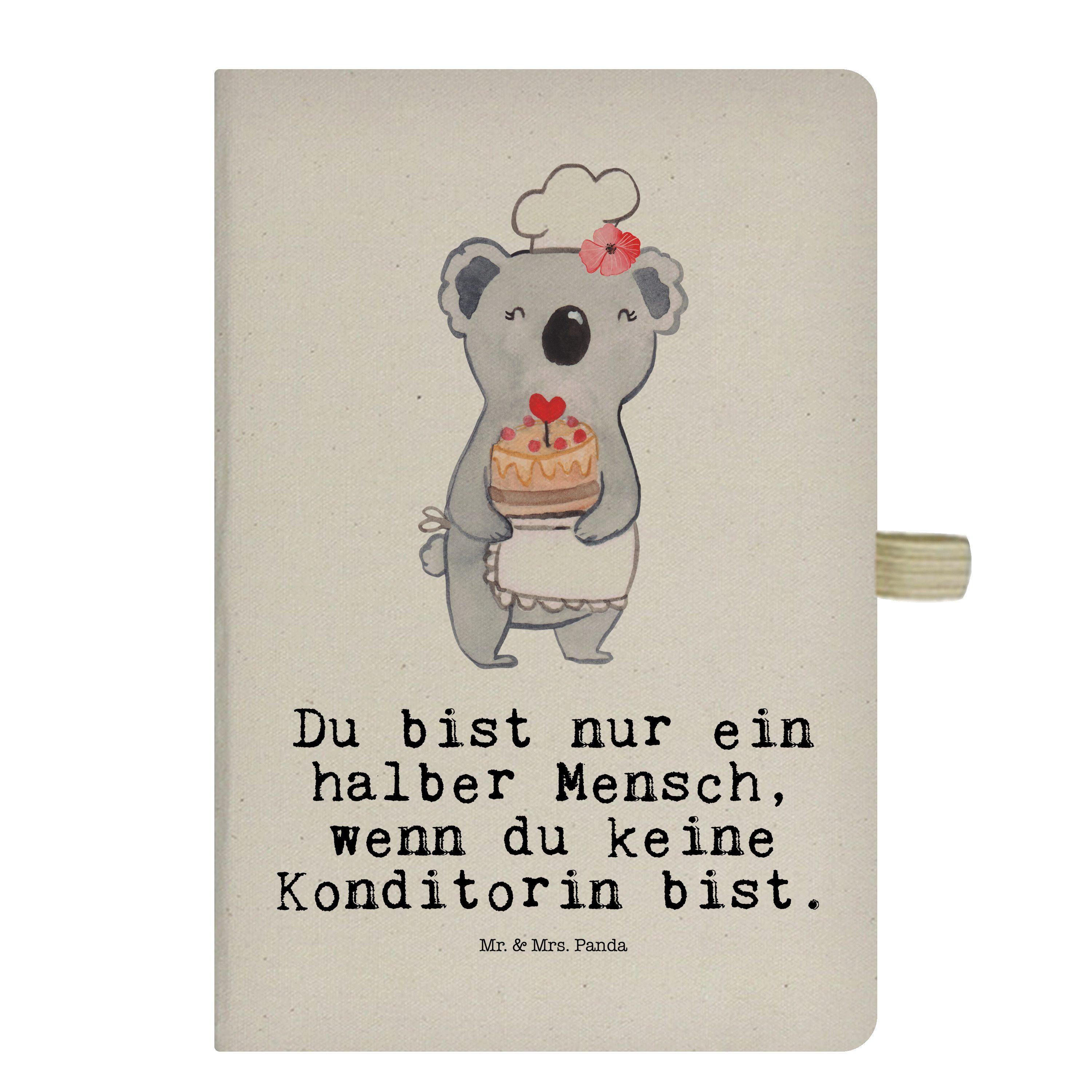 Mr. & Mrs. Panda Notizbuch Konditorin mit Herz - Transparent - Geschenk, Skizzenbuch, Journal, T Mr. & Mrs. Panda