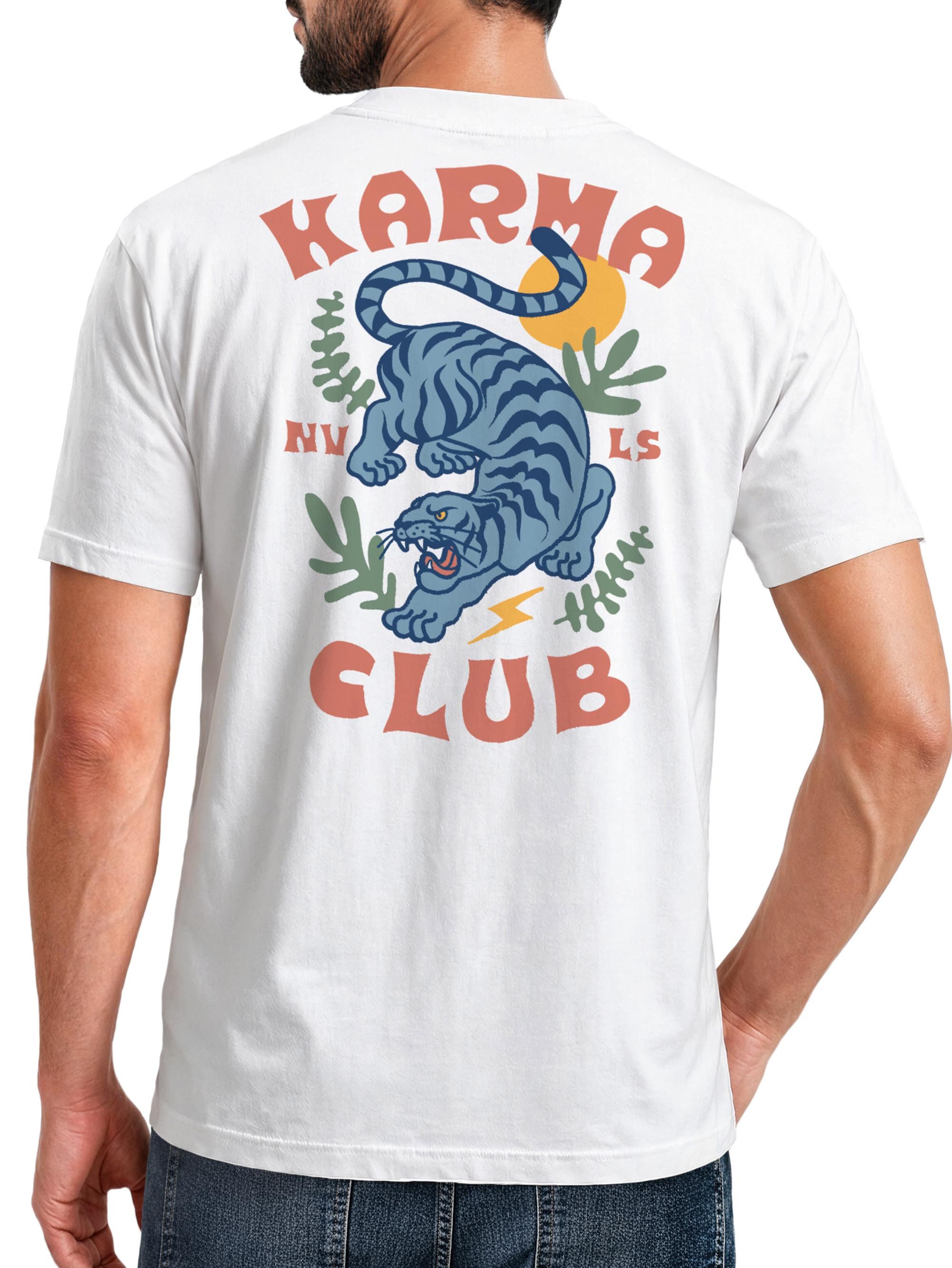 Print-Shirt Herren T-Shirt Backprint Tiger Motiv Rückenprint und Brustlogo Sommer