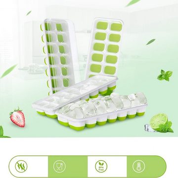 Juoungle Eiswürfelbehälter Eiswürfelbehälter 4er-Pack, stapelbares, flexibles Silikon