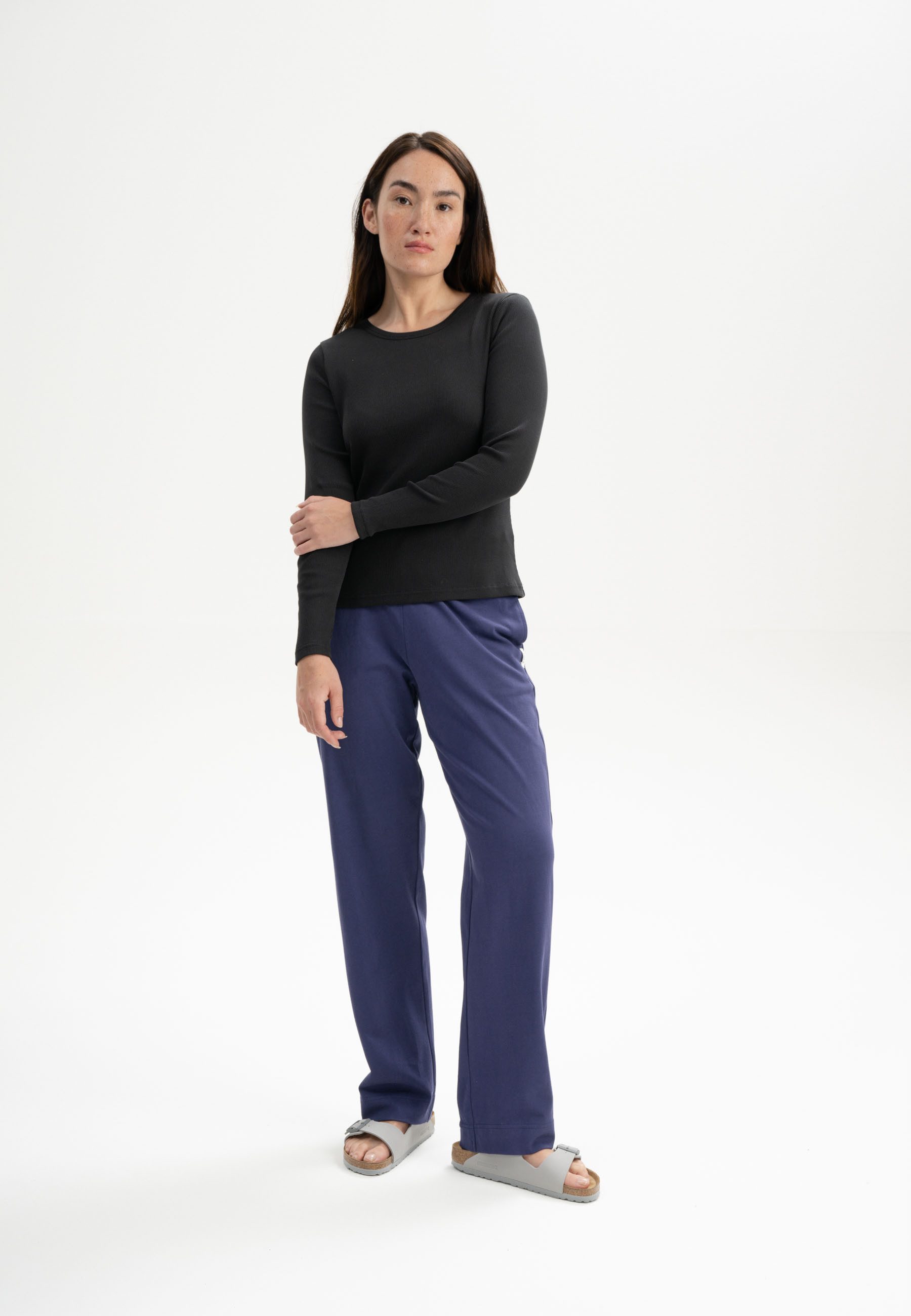 MELA Langarmshirt Ripp Longsleeve Style MEHAR Eingefasster Halsausschnitt
