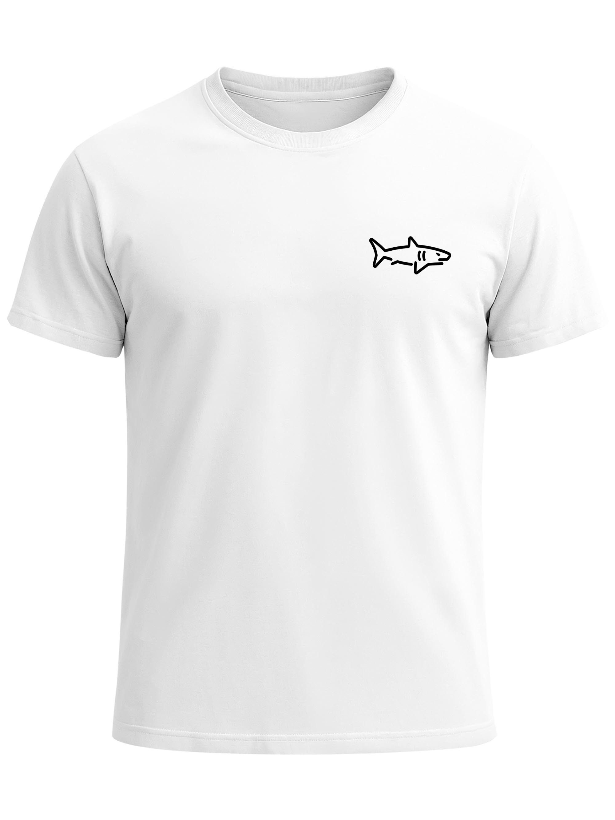 Print-Shirt Herren T-Shirt mit Hai Print - Kurzarm Shirt mit dezentem Shark Logo