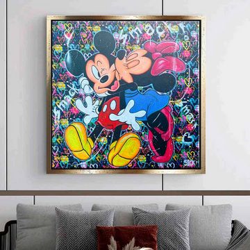 DOTCOMCANVAS® Leinwandbild Smack, Micky Maus Leinwandbild smack Minnie Maus Kuss Comic quadratisch