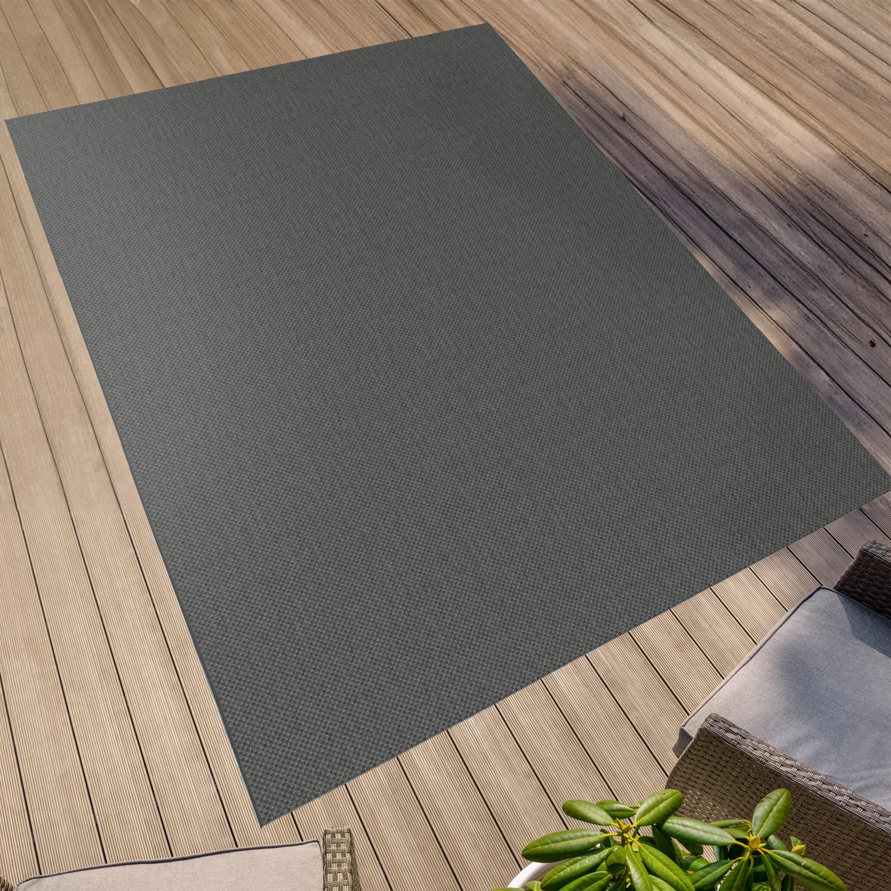 Primaflor-Ideen in Textil Teppich Outdoorteppich ELDORADO Nero, rechteckig, Höhe: 4 mm, Flachgewebe, meliert, In- und Outdoor geeignet, wasserfest