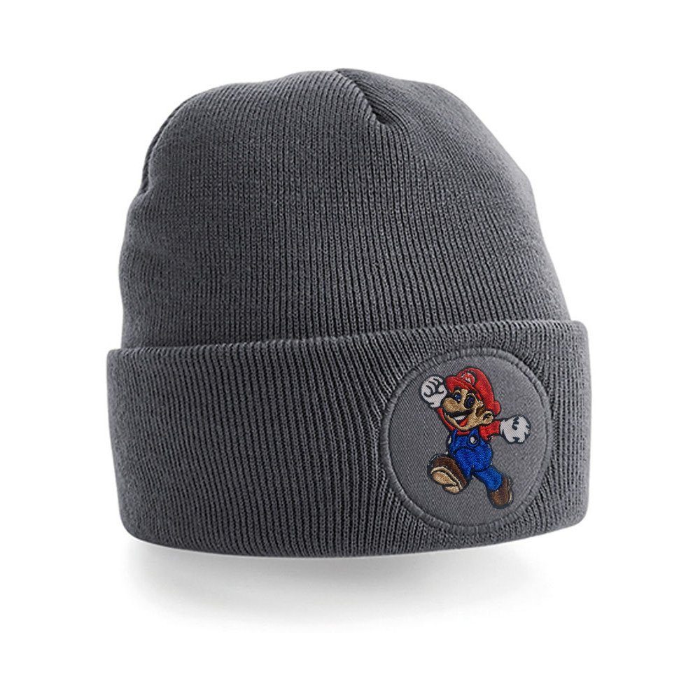 Beanie Grau Unisex Nintendo Blondie Stick Luigi & Brownie Erwachsenen Patch Klempner Mario Super