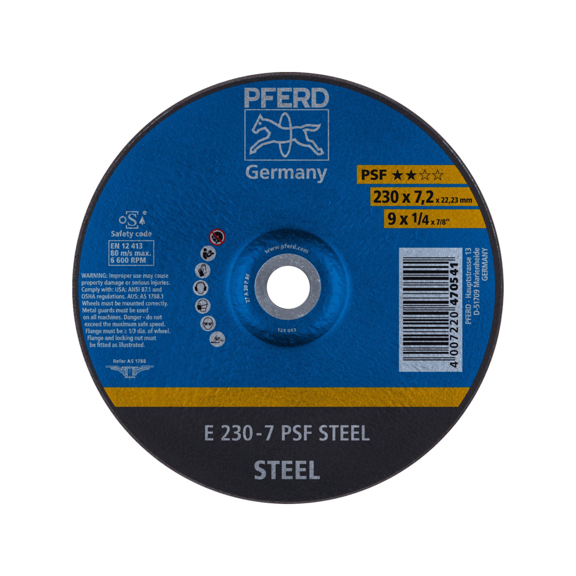 Pferd Schruppscheibe PFERD TOOLS Schruppscheibe E 230x7,2x22,23 mm Universallinie PSF STEEL