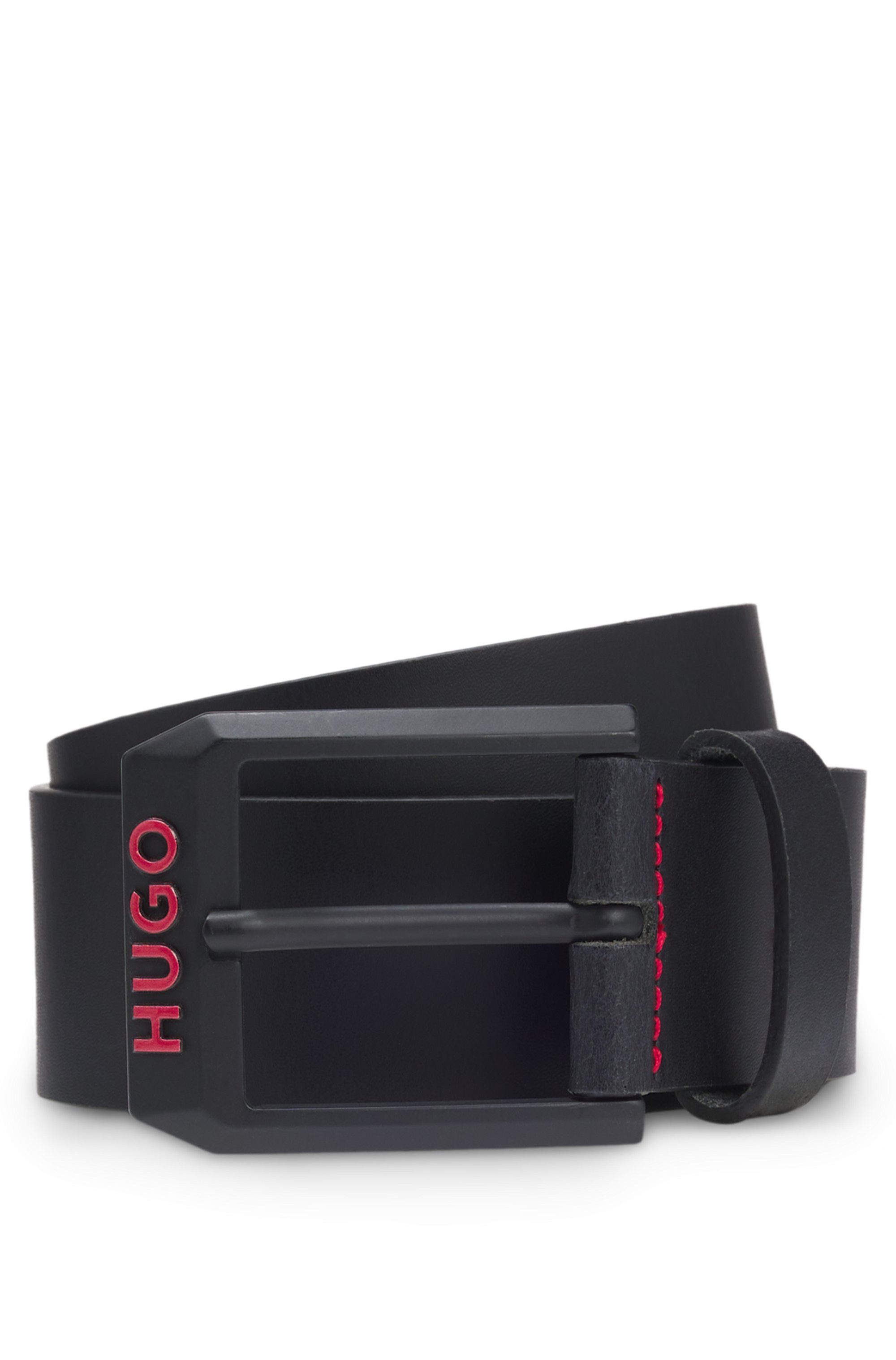 HUGO Ledergürtel Gelio-B-Red Sz40 mit Markenschriftzug auf der Schließe