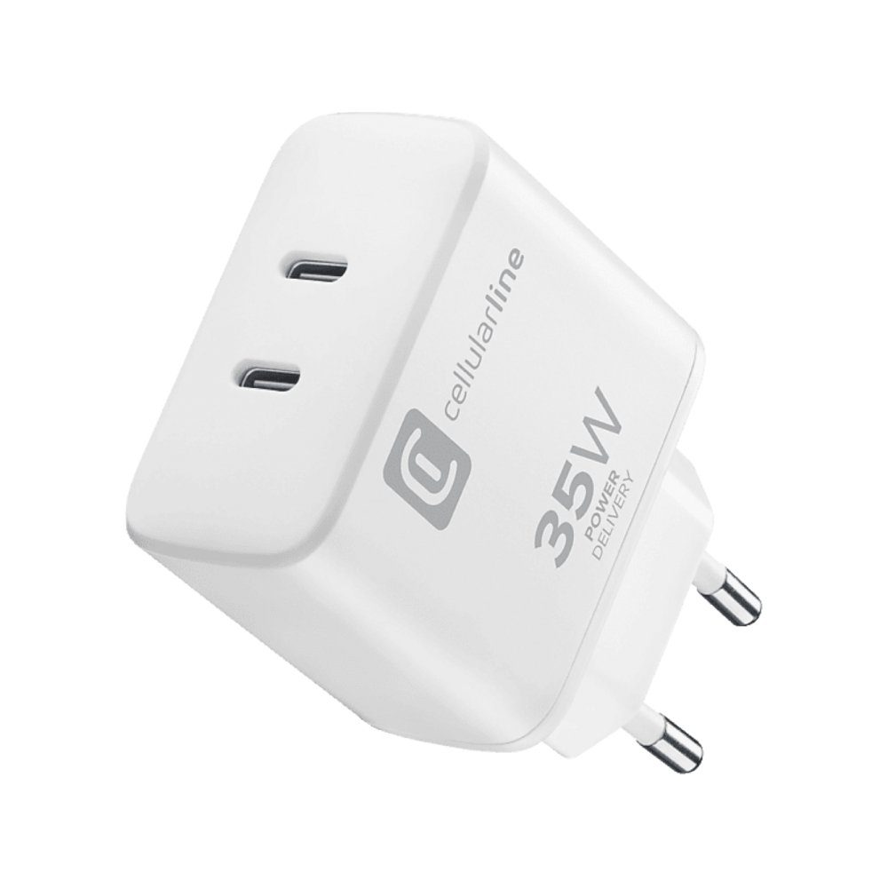 Cellularline 60125 - Dual Charger Ladegerät - weiß Handy-Netzteile