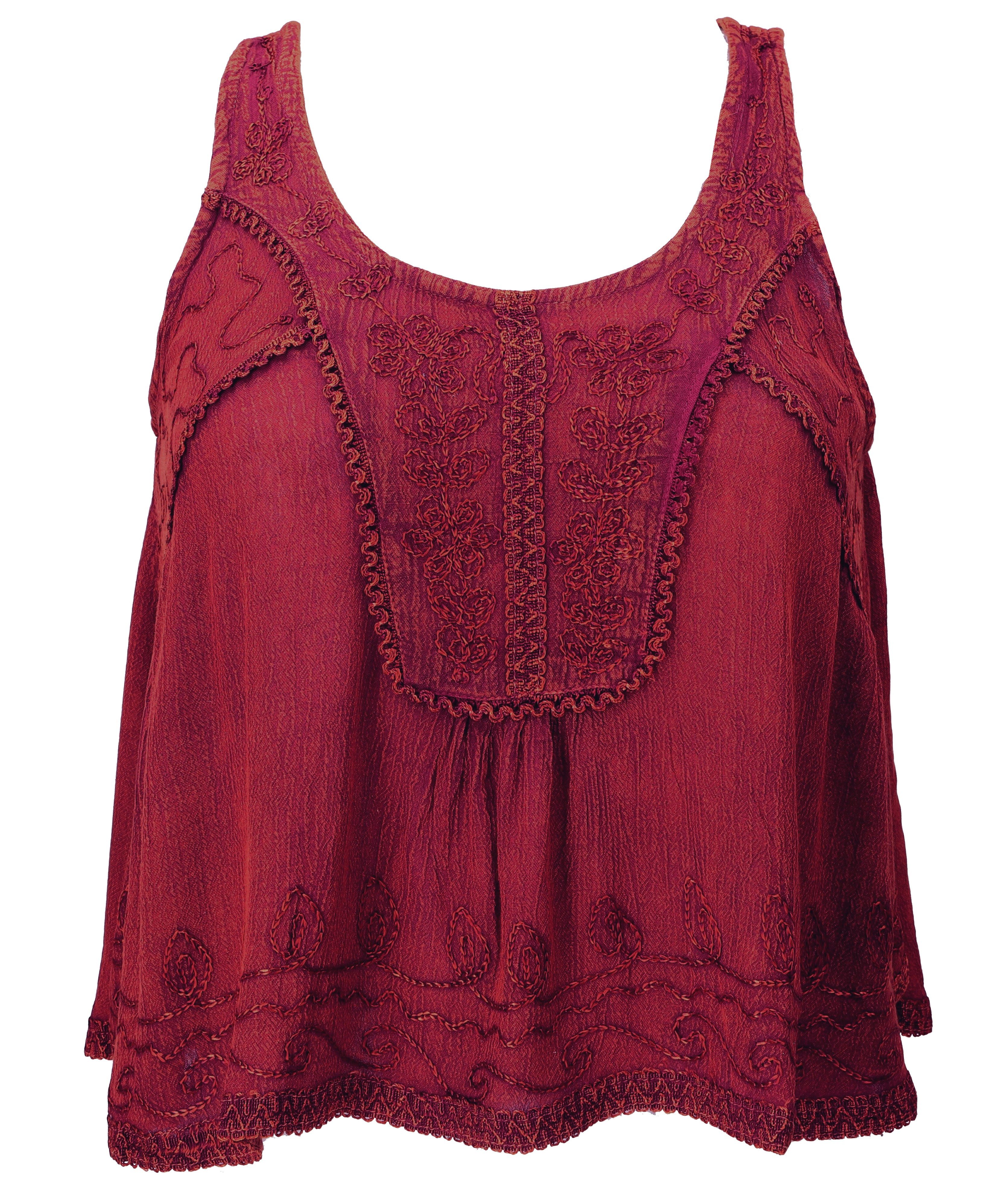 Guru-Shop T-Shirt Besticktes Top Boho chic, kurzes lockeres.. Festival, Ethno Style, alternative Bekleidung