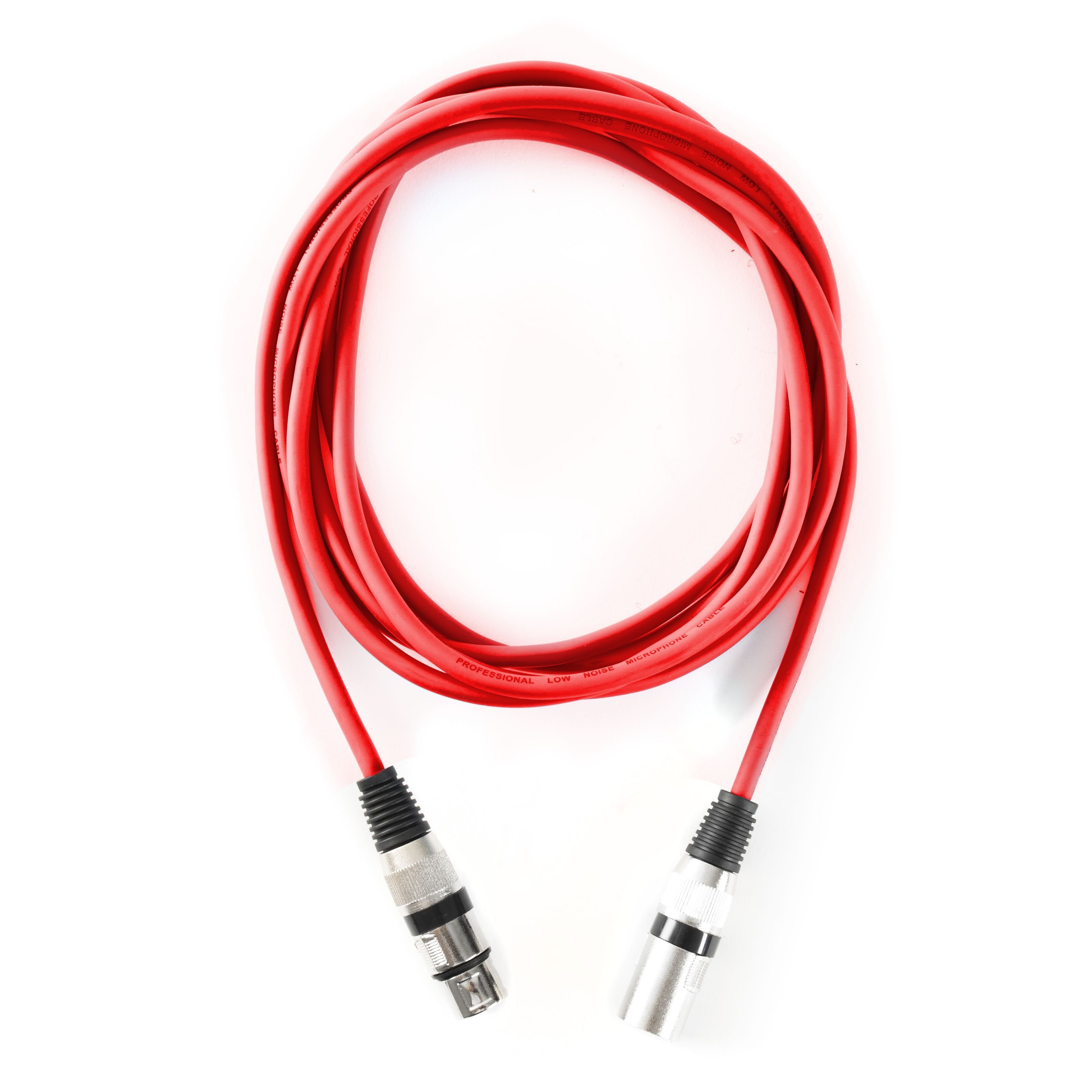 MUSIC STORE Audio-Kabel, XLR-Mikrofonkabel, 3m, Musikstudio, Rot, hochwertig, professionell