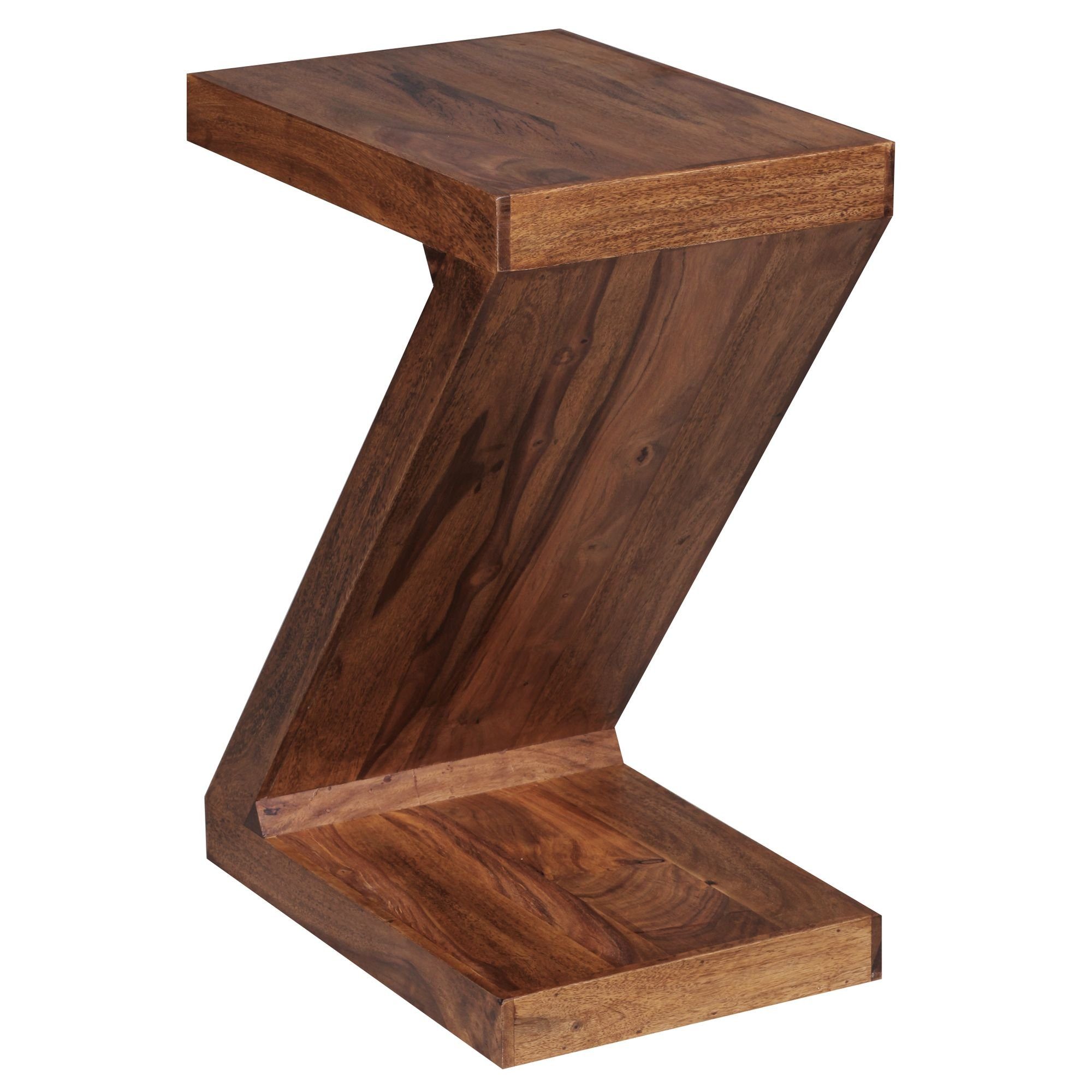 Wohnling Beistelltisch WL1.303 (MUMBAI Cube), 59 cm Z Design Wohnzimmertisch Couchtisch dunkelbraun Massivholz Sheesham hoch