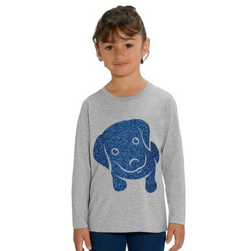 Hilltop Print-Shirt Kinder Langarmshirt aus Biobaumwolle mit Glitzer Motiv Hund