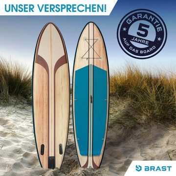 BRAST SUP-Board Tribal Ocean Sixties & Turtle, Aufblasbares Stand up Paddle Set, (320x81x15cm viele Modelle), incl. Zubehör, 5 Jahre Garantie, Fußschlaufe Paddel Pumpe Rucksack